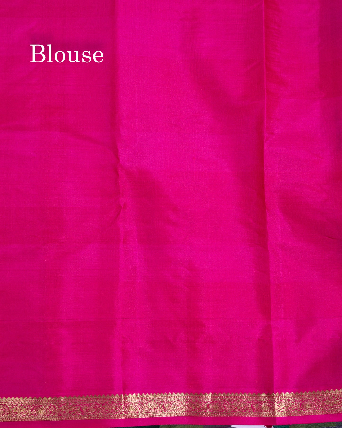 Paalum Pazham Checks With Butta Pure Kanjivaram Silk Saree With Contrast Magenta Pink Blouse