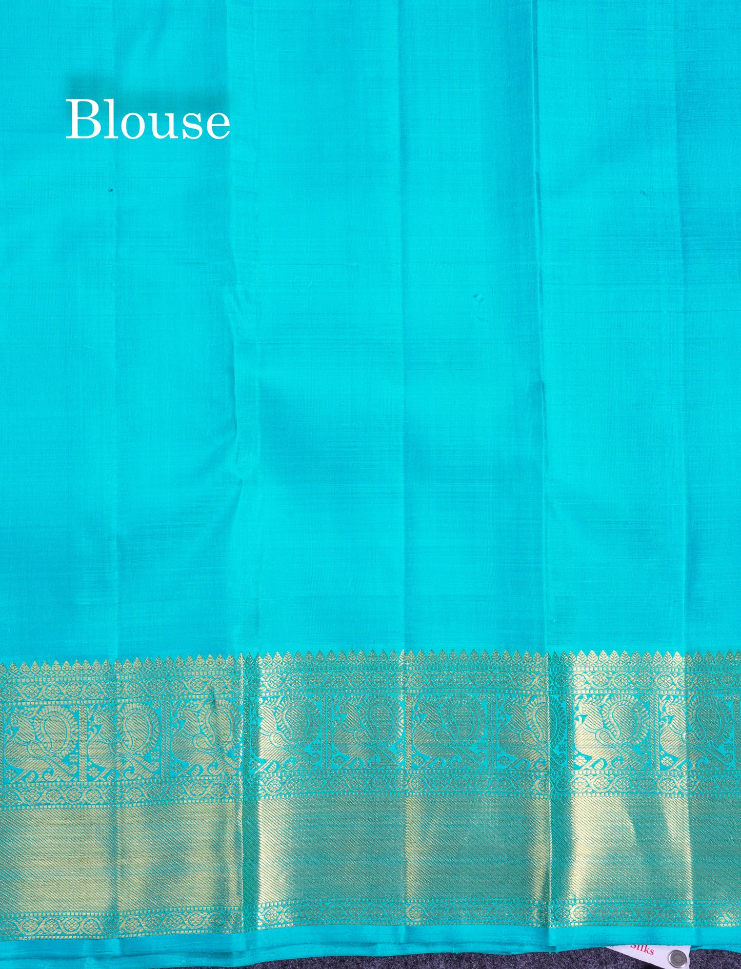 Korvai Beautiful Navy Blue Pure Kanjivaram Silk Saree With Contrast Sapphire Blue Traditional Border