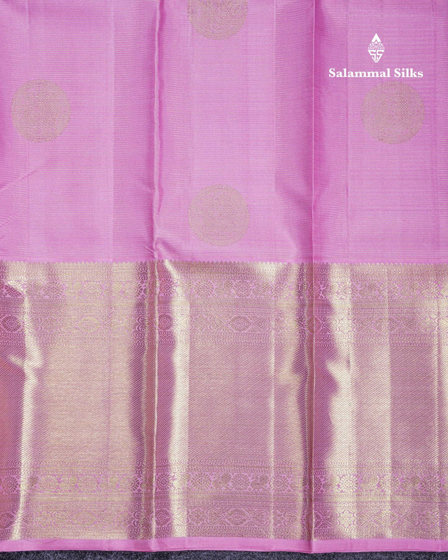 Light Pink Vairaoosi Lines Pure Kanjivaram Silk Saree With Contrast Violet Blouse