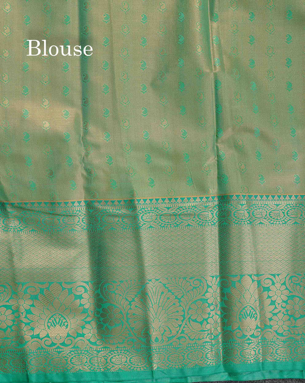 Semi Silk Saree - Beige Colour Body With Contrast Sapphire Green Evening Morning Border
