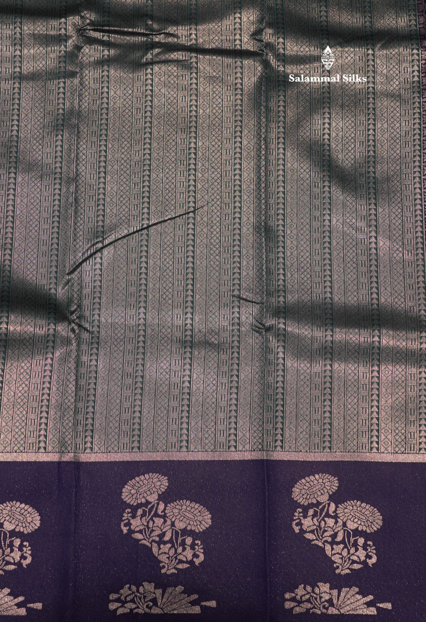 Peacock Green Colour Semi Silk Tissue Saree With Contrast Navy Blue Border