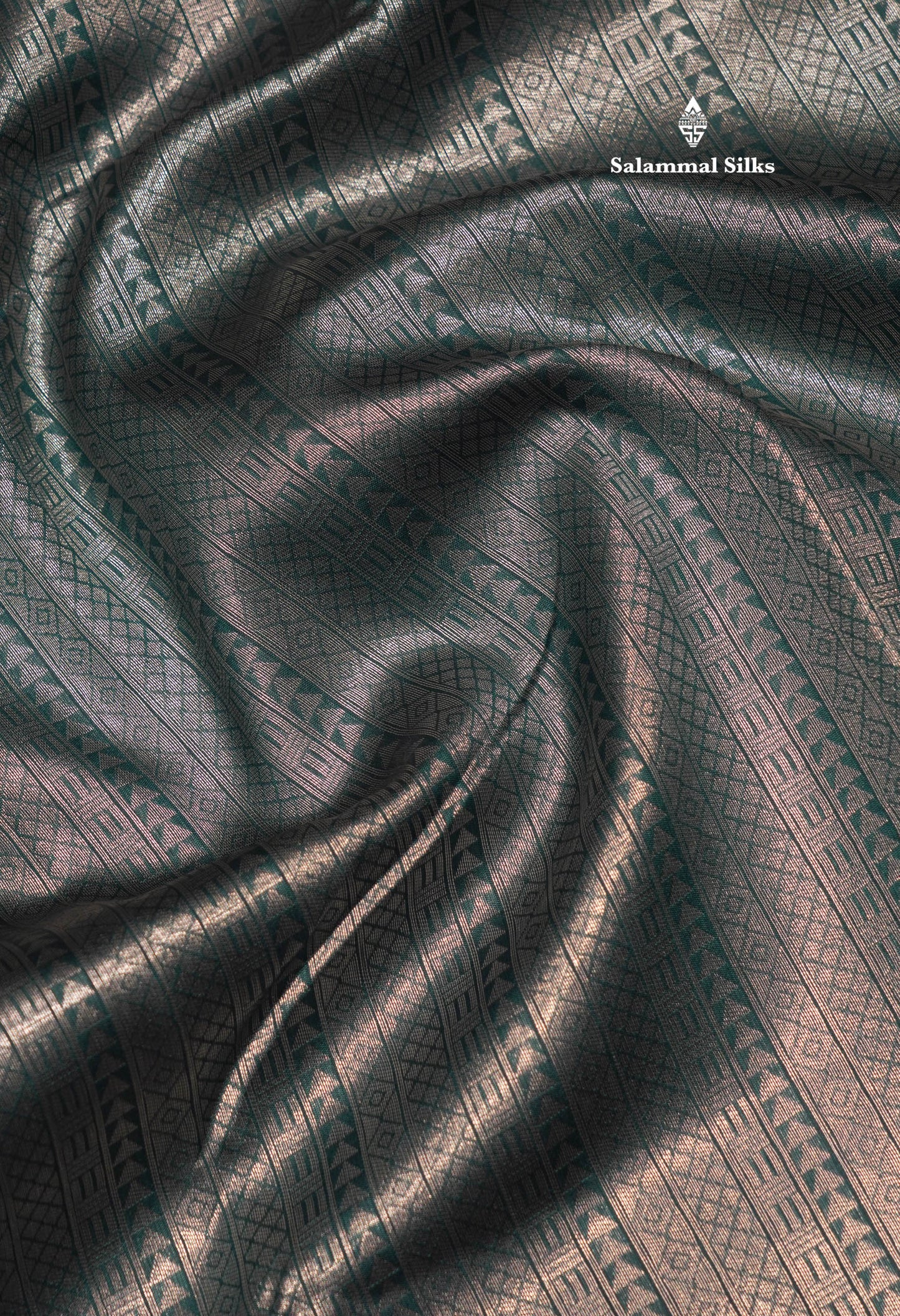 Peacock Green Colour Semi Silk Tissue Saree With Contrast Navy Blue Border