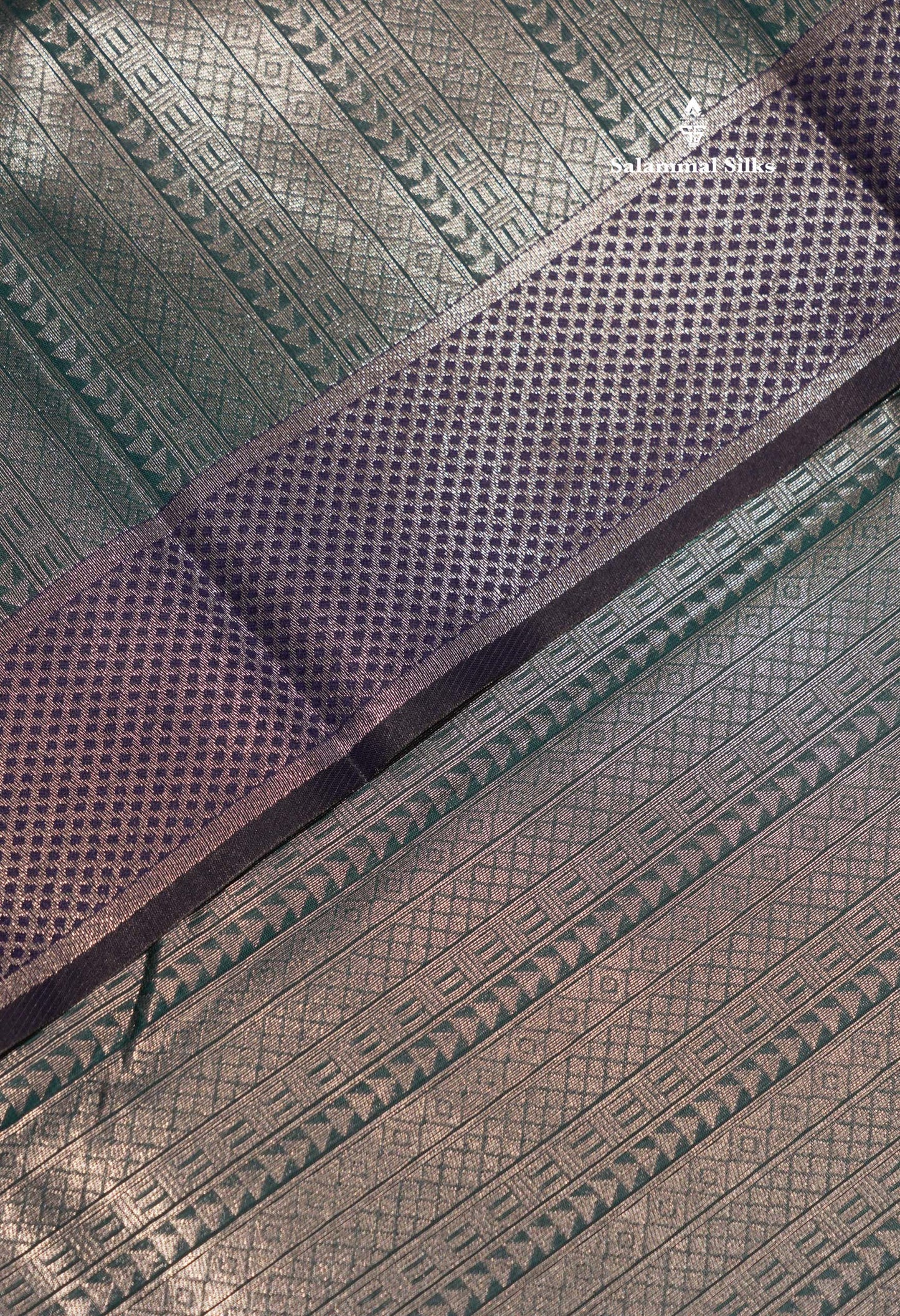 Peacock Green Colour Semi Silk Tissue Saree With Contrast Navy Blue Border