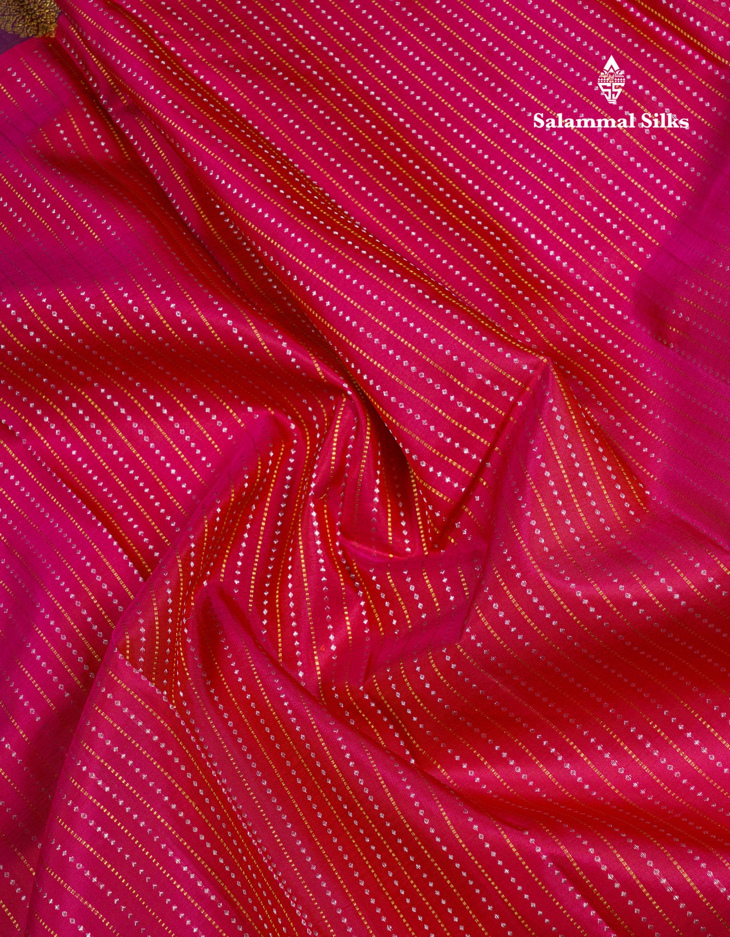 Rani Pink Pure Kanjivaram Silk Saree With Contrast Magenta Border