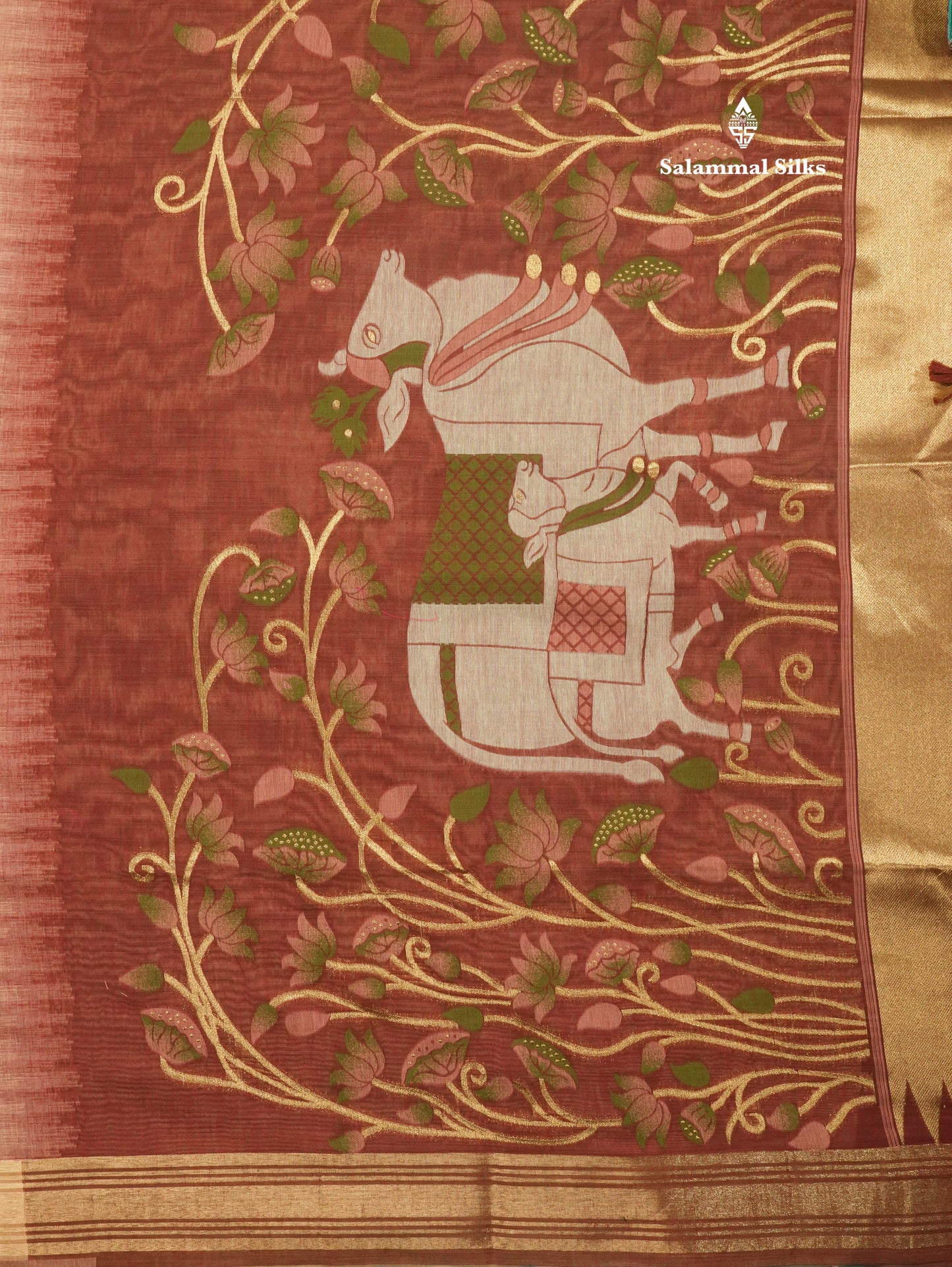 Lavender Colour Meenakari Work Muga Cotton Saree With Contrast Purple Blouse