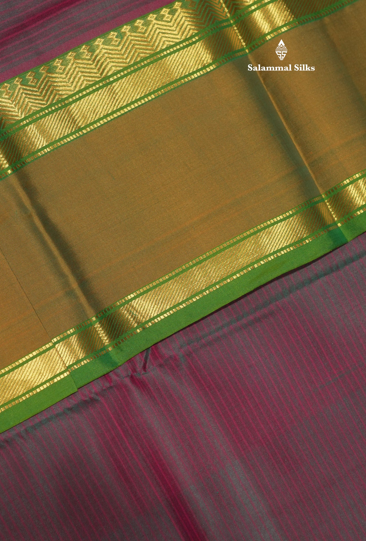 Kanjivaram Pure Silk Saree Violet With Olive Green Blouse