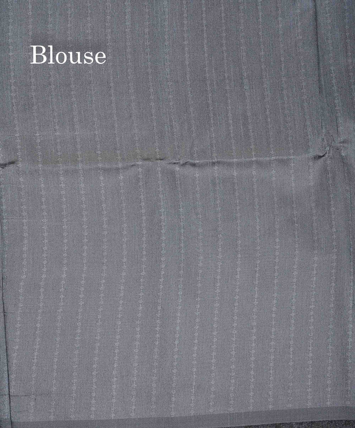 Jute Cotton Mix Saree - Grey Colour Body With Zari butta Border Less Saree