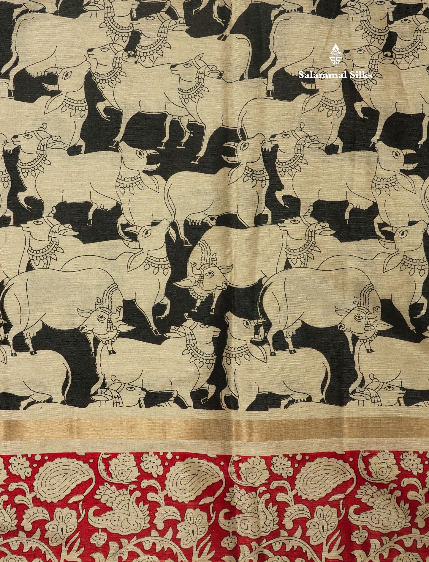 Black Chanderi Mixed Cotton Saree With Contrast Red Border
