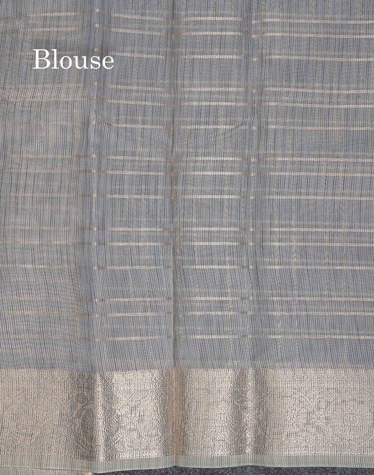 Linen Cotton Mix Saree - Blueish Grey Colour Body With Fancy Border