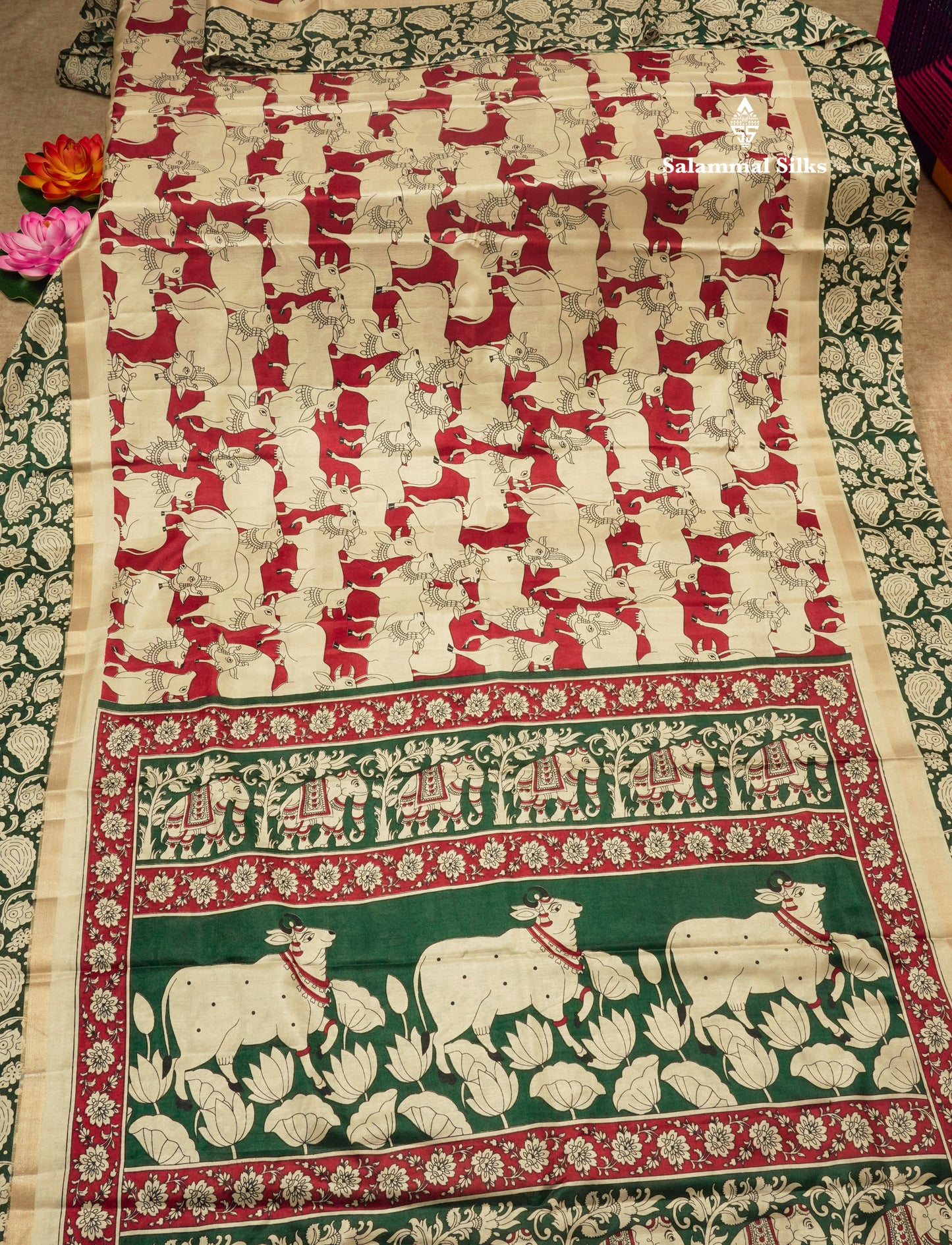 Black Chanderi Mixed Cotton Saree With Contrast Red Border