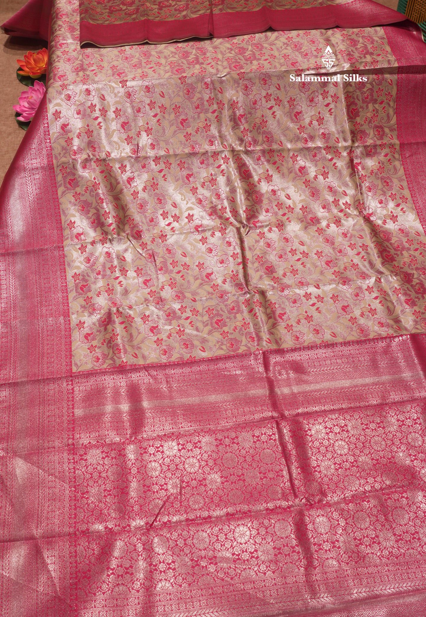Chocolate Colour Semi Silk Saree With Contrast Navy Blue Border