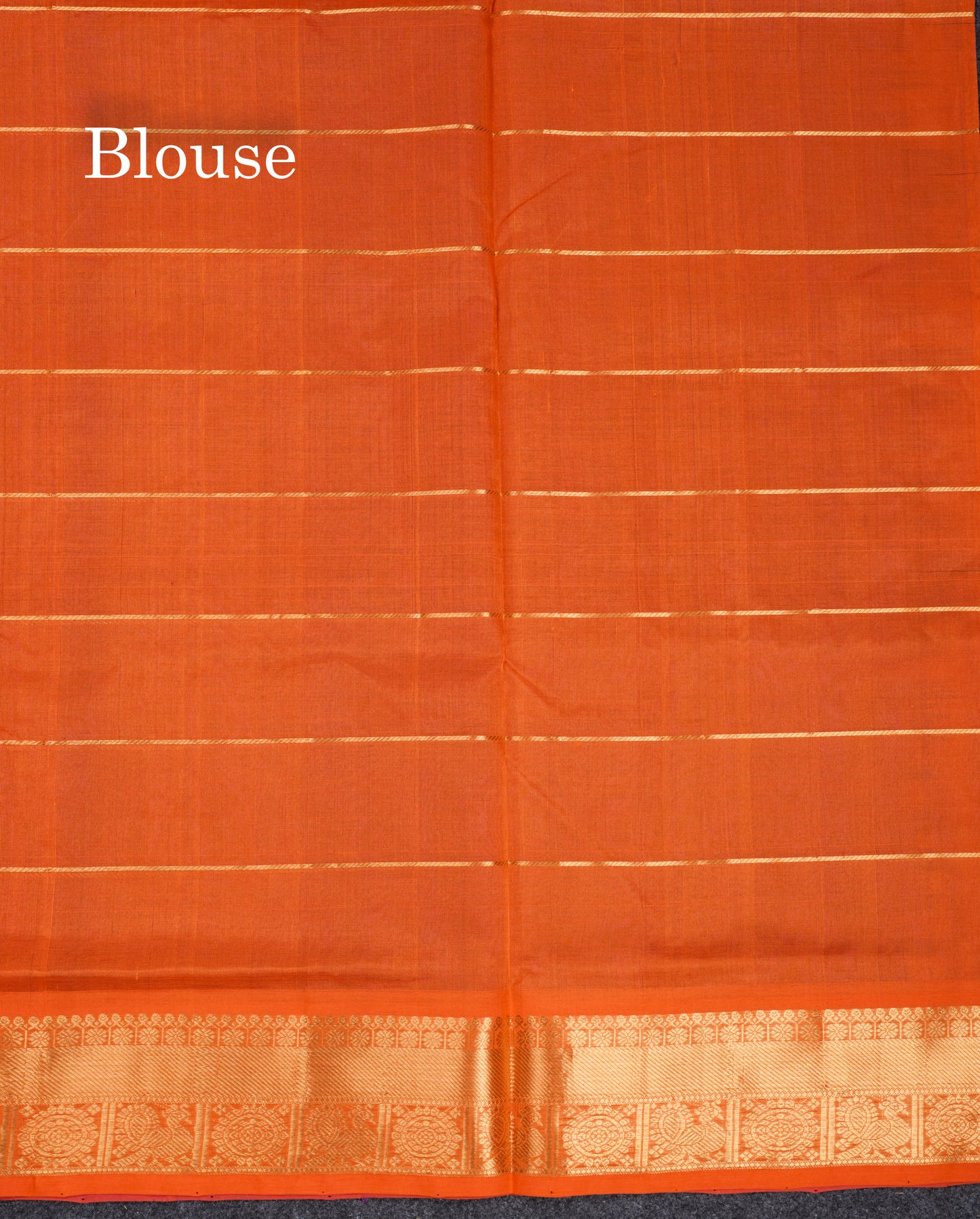 Purple Checks Pure Silk Cotton Saree With Contrast Orange Blouse