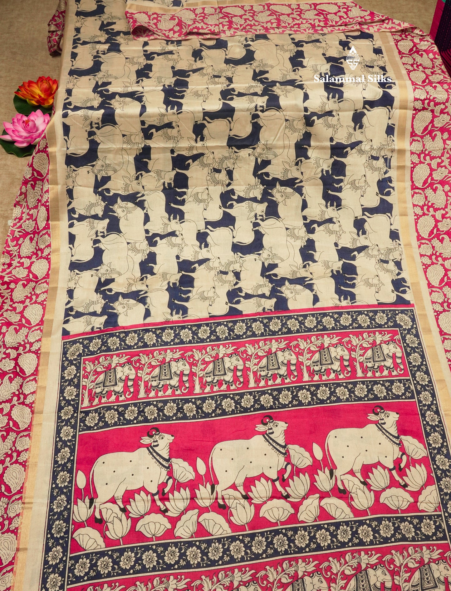 Black Chanderi Mixed Cotton Saree With Contrast Red Border