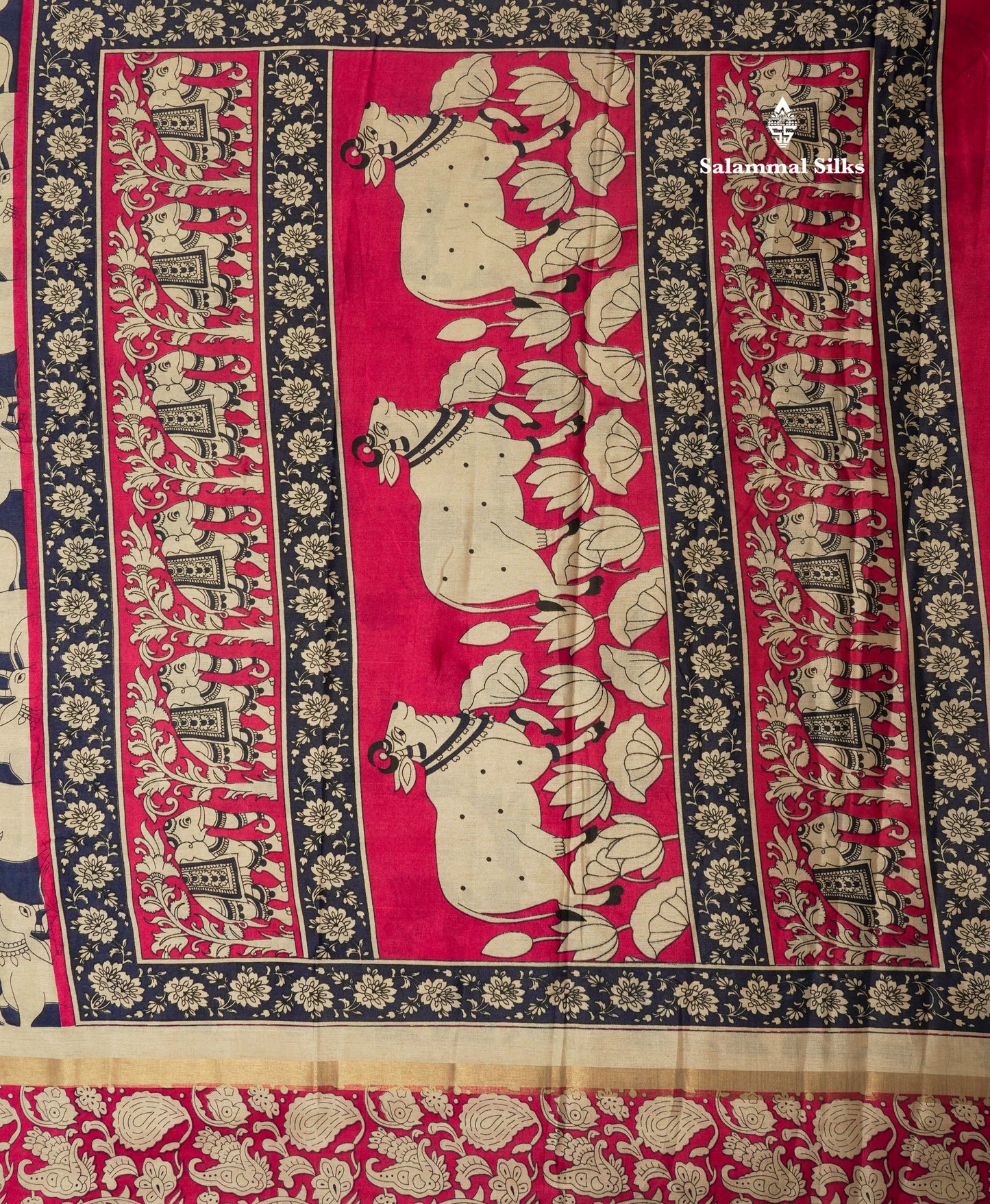 Black Chanderi Mixed Cotton Saree With Contrast Red Border