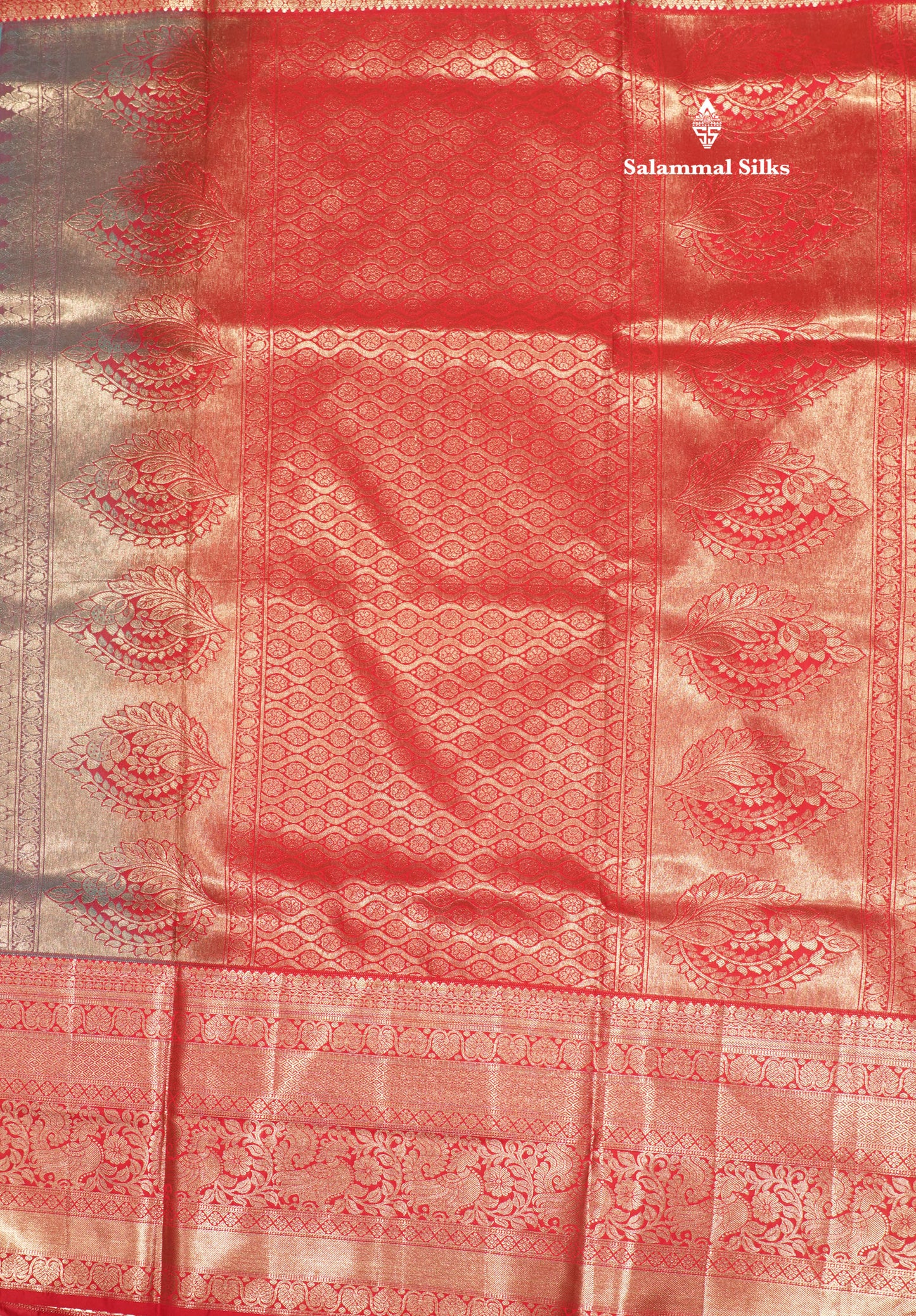 Sky Blue Colour Semi Silk Saree With Contrast Long Red Border