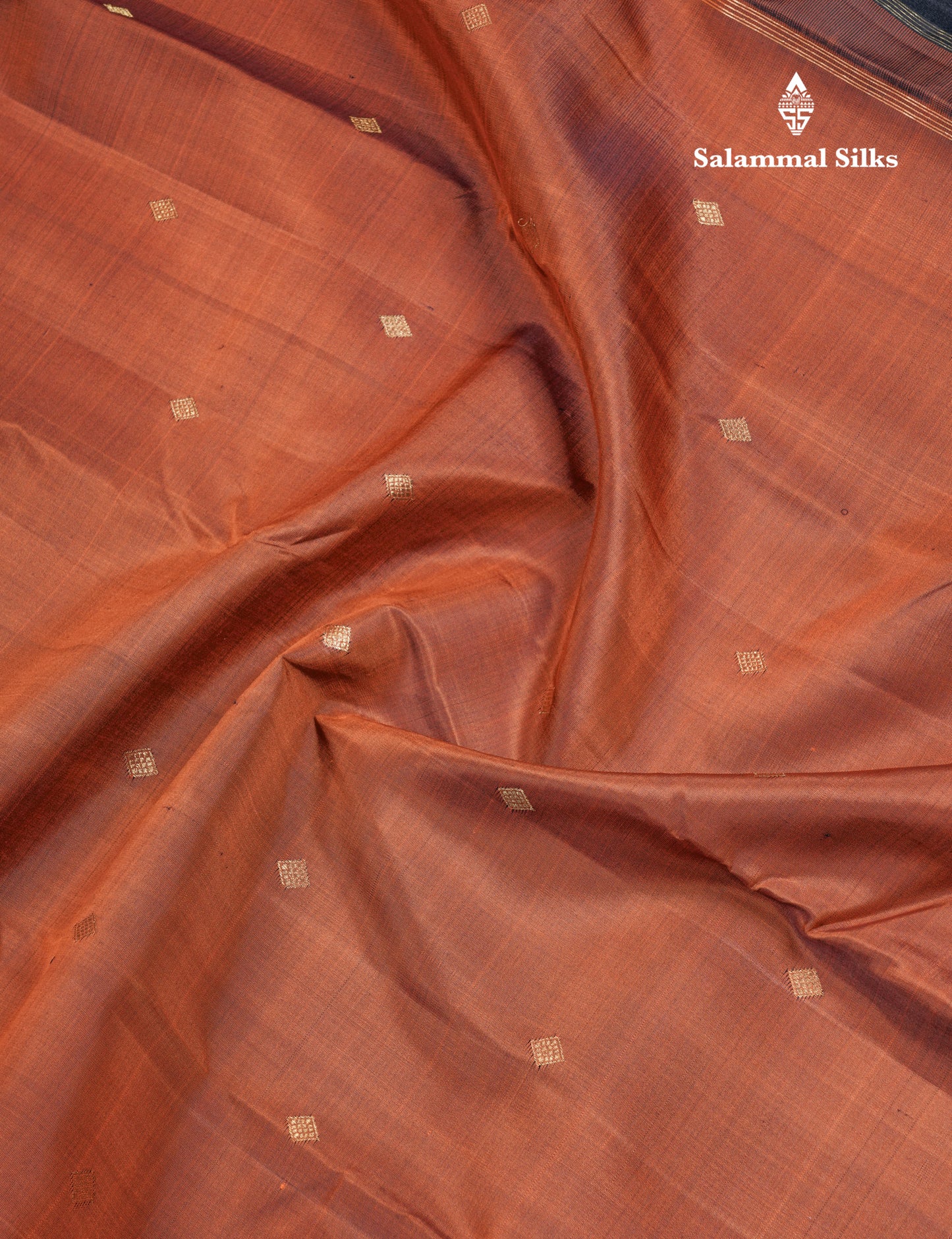 Rust Orange Pure Kanjivaram Silk Saree With Contrast Dark Brown Traditional Border