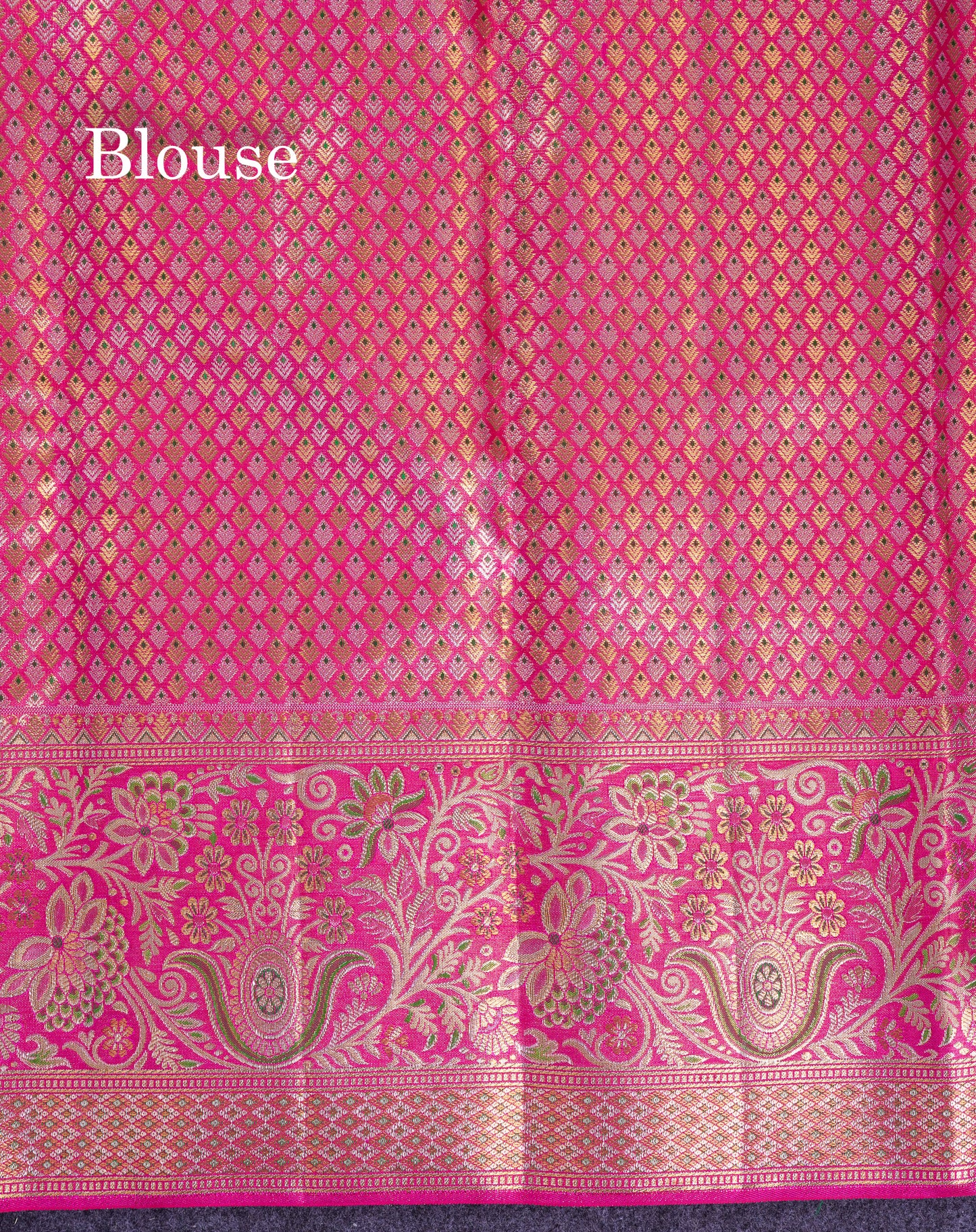 Beautiful Pink Menakari Work Bridal Pure Kanjivaram Silk Saree With Fancy Evening Morning Border