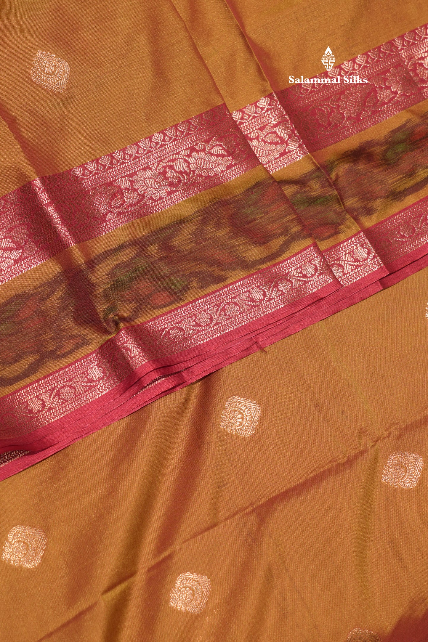 Olive Mustard Yellow Colour Semi Silk Saree With Pochampally Border