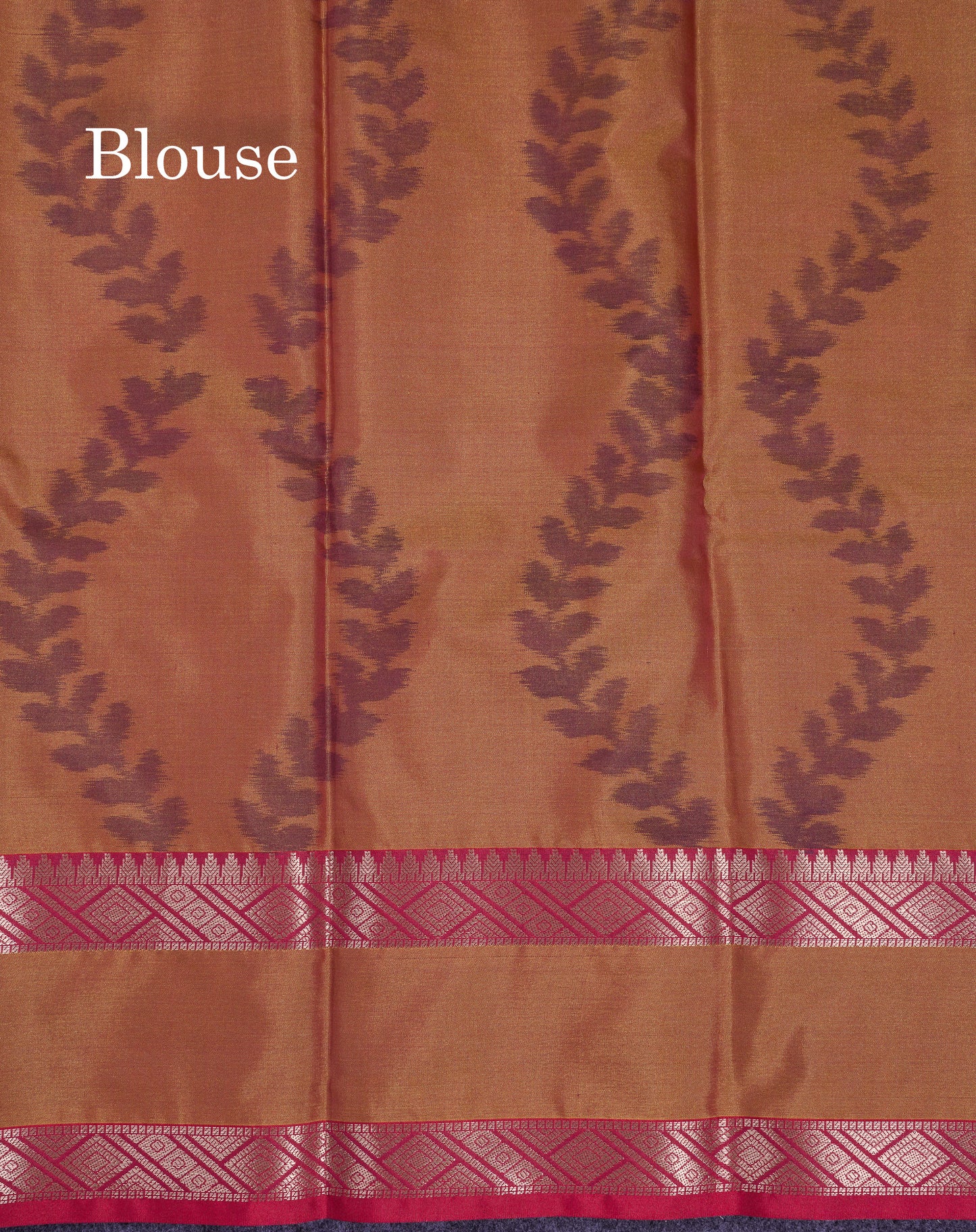 Beautiful Dual Tone Pink Semi Silk Saree With Contrast Brown Pochampalli Blouse