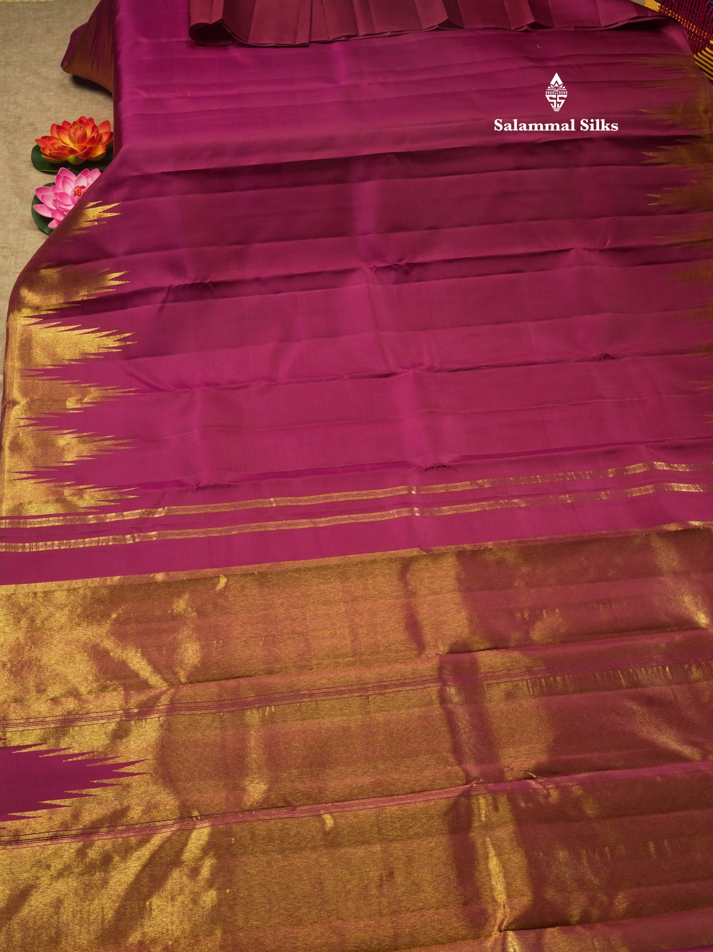 8 Kol Vadamalli Pure Kanjivaram Silk Saree with Traditional Temple Border