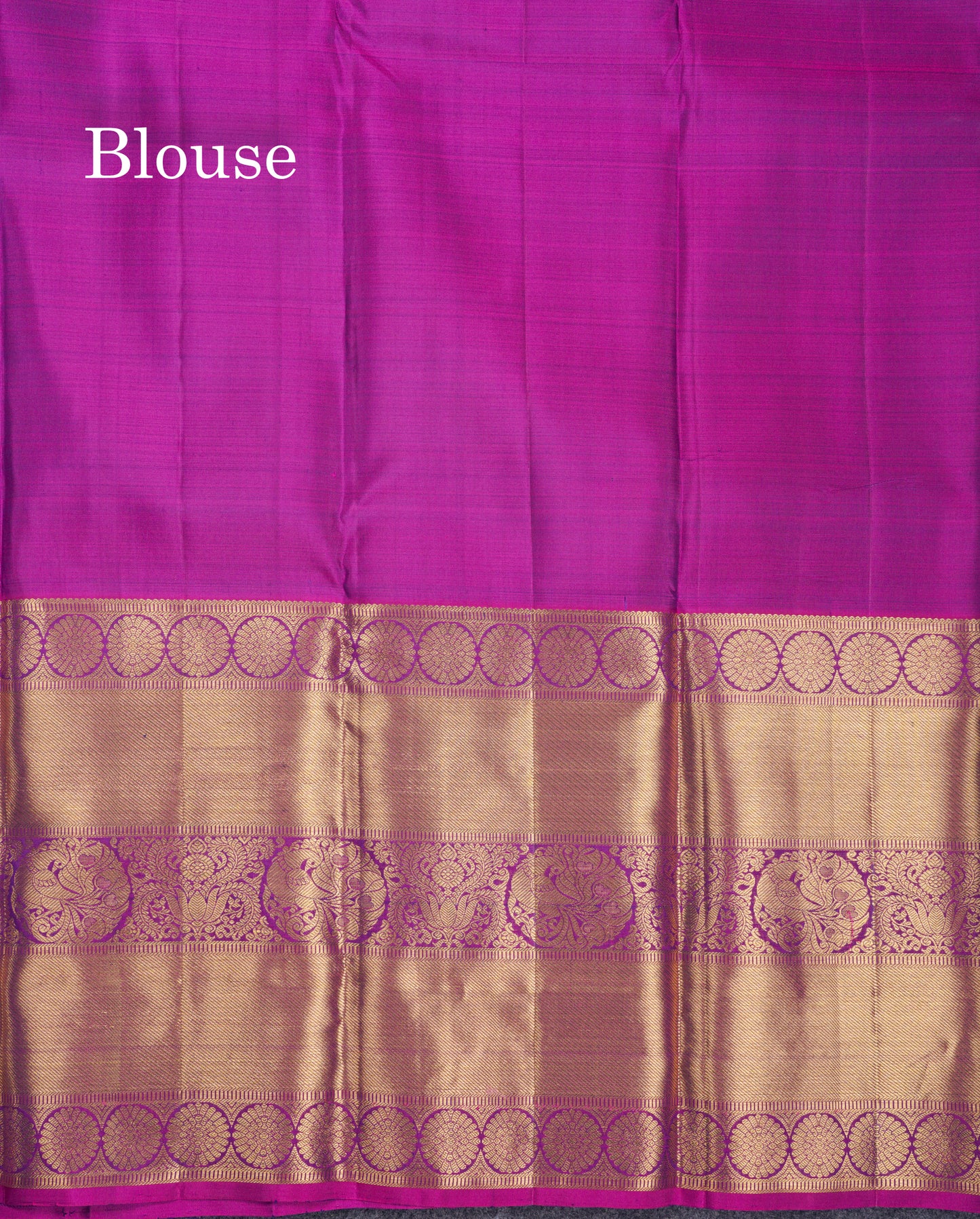 Beautiful Dual Tone Peacock Blue Pure Kanjivaram Silk Saree With Contrast Magenta Pink Traditional Long Border