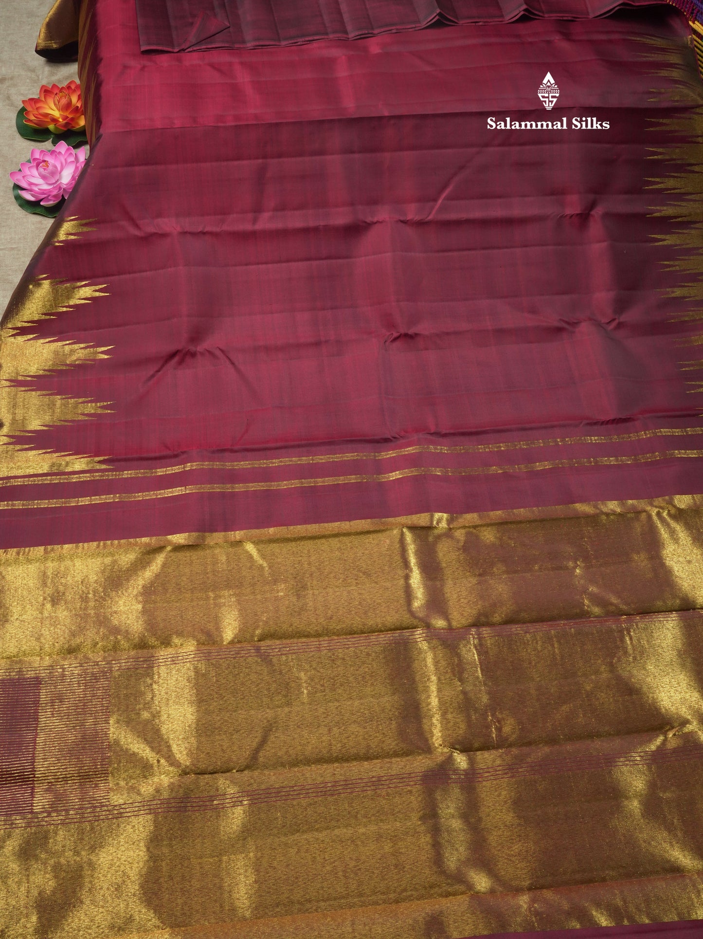 8 Kol Vadamalli Pure Kanjivaram Silk Saree with Traditional Temple Border
