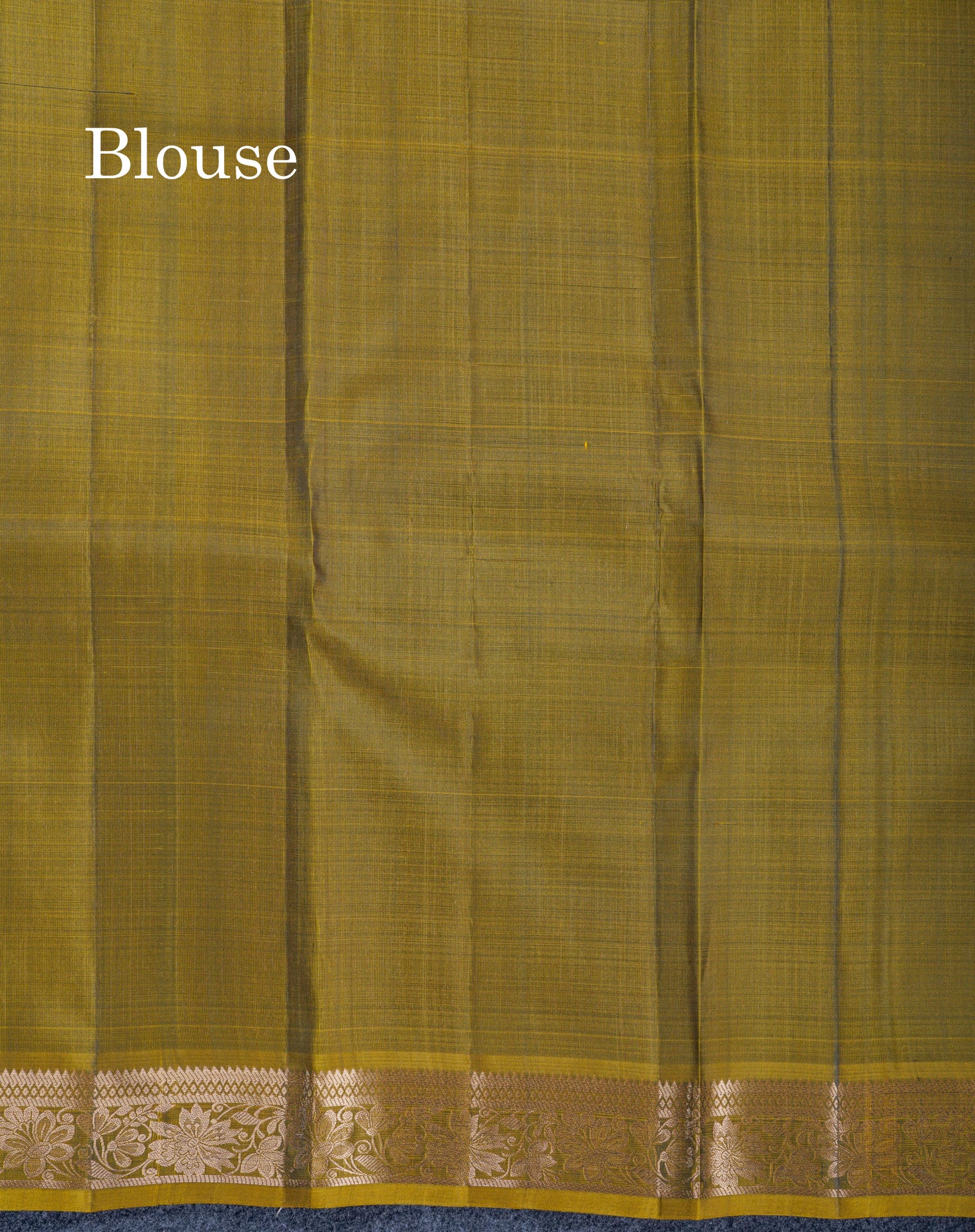 Grey Pure Silk Mix Saree With Contrast Olive Mustard Yellow Blouse