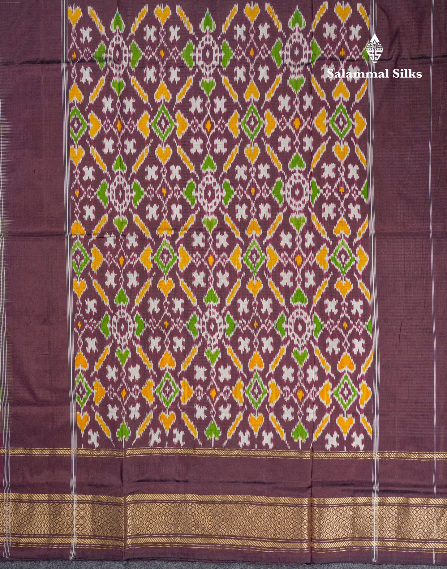 Sky Blue Tiny Checks Pure Kanjivaram Silk Saree With Contrast Navy Blue Pochampalli Pallu And Blouse