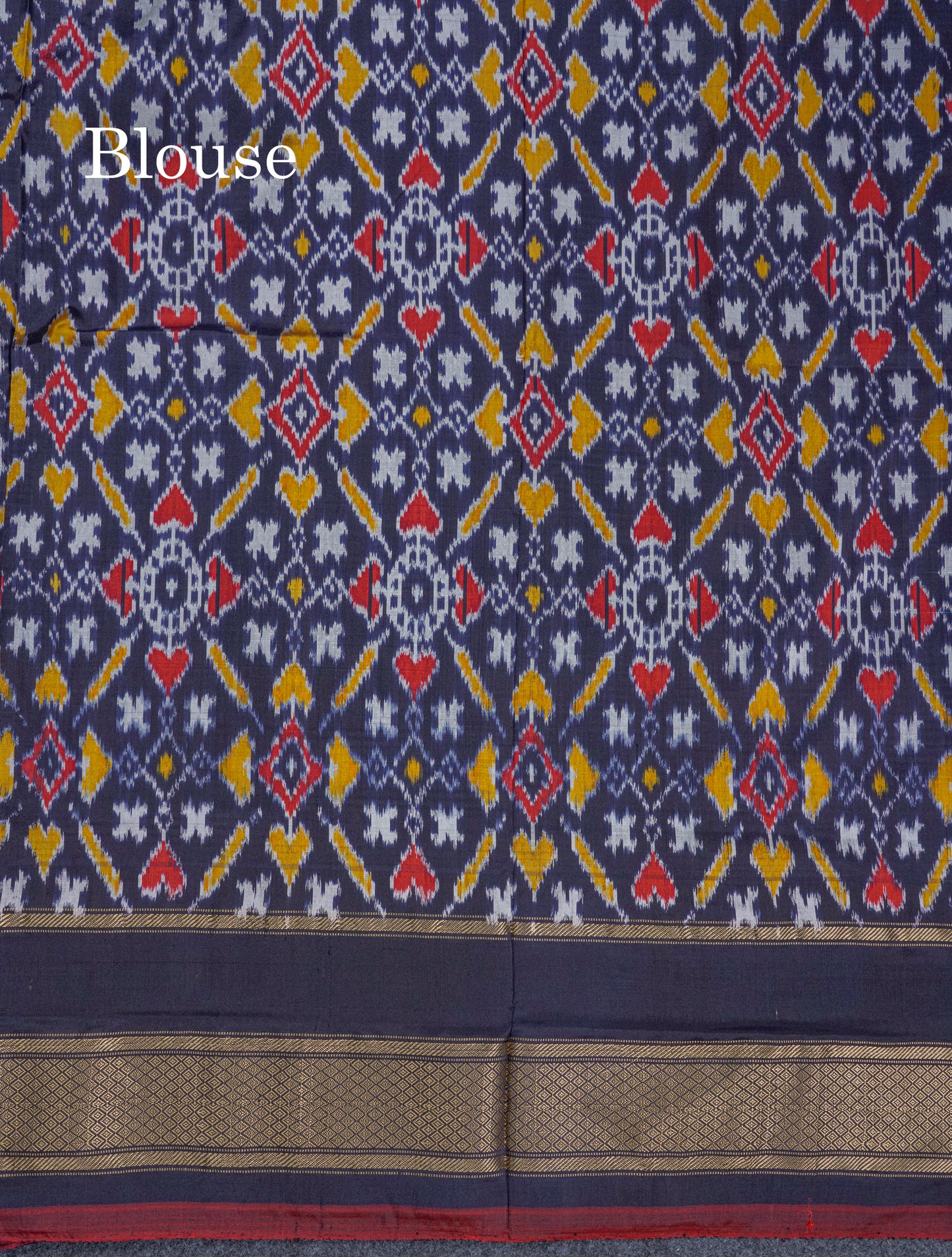 Sky Blue Tiny Checks Pure Kanjivaram Silk Saree With Contrast Navy Blue Pochampalli Pallu And Blouse