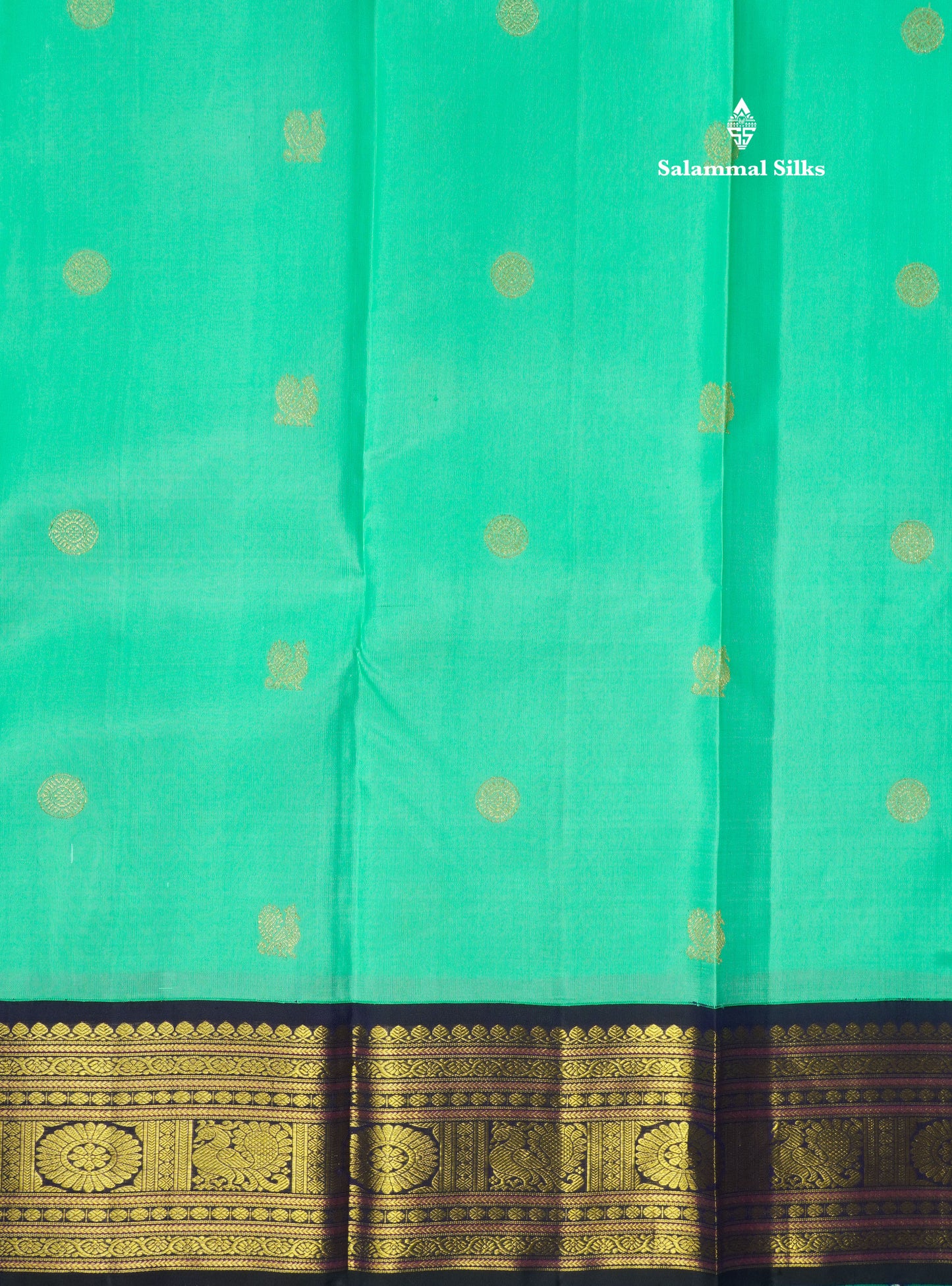 Sea Green Korvai Pure Kanjivaram Silk Saree with Contrast Violet Traditional Border