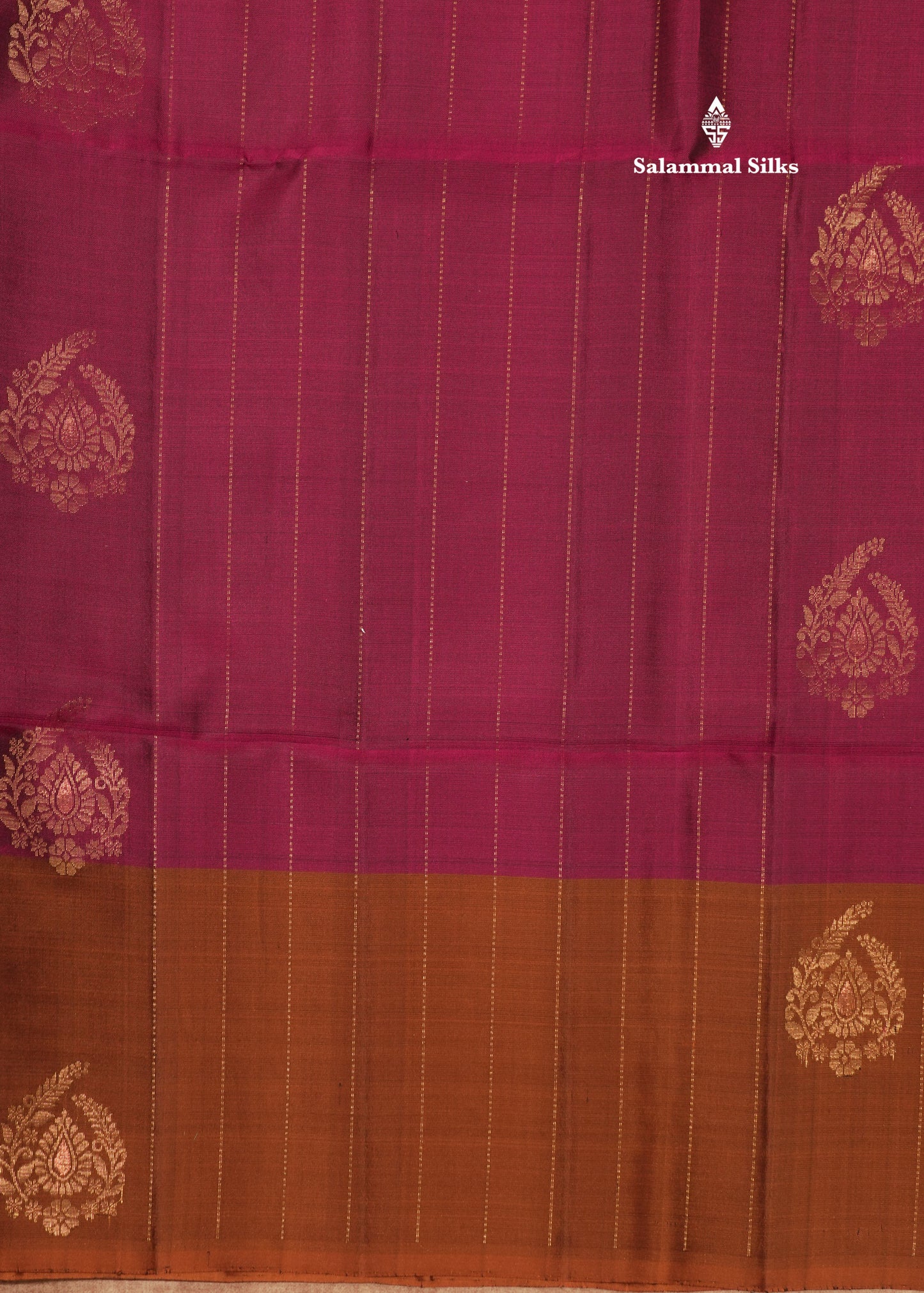 Magenta Colour Pure Kanjivaram Soft Silk Saree With Brown Border