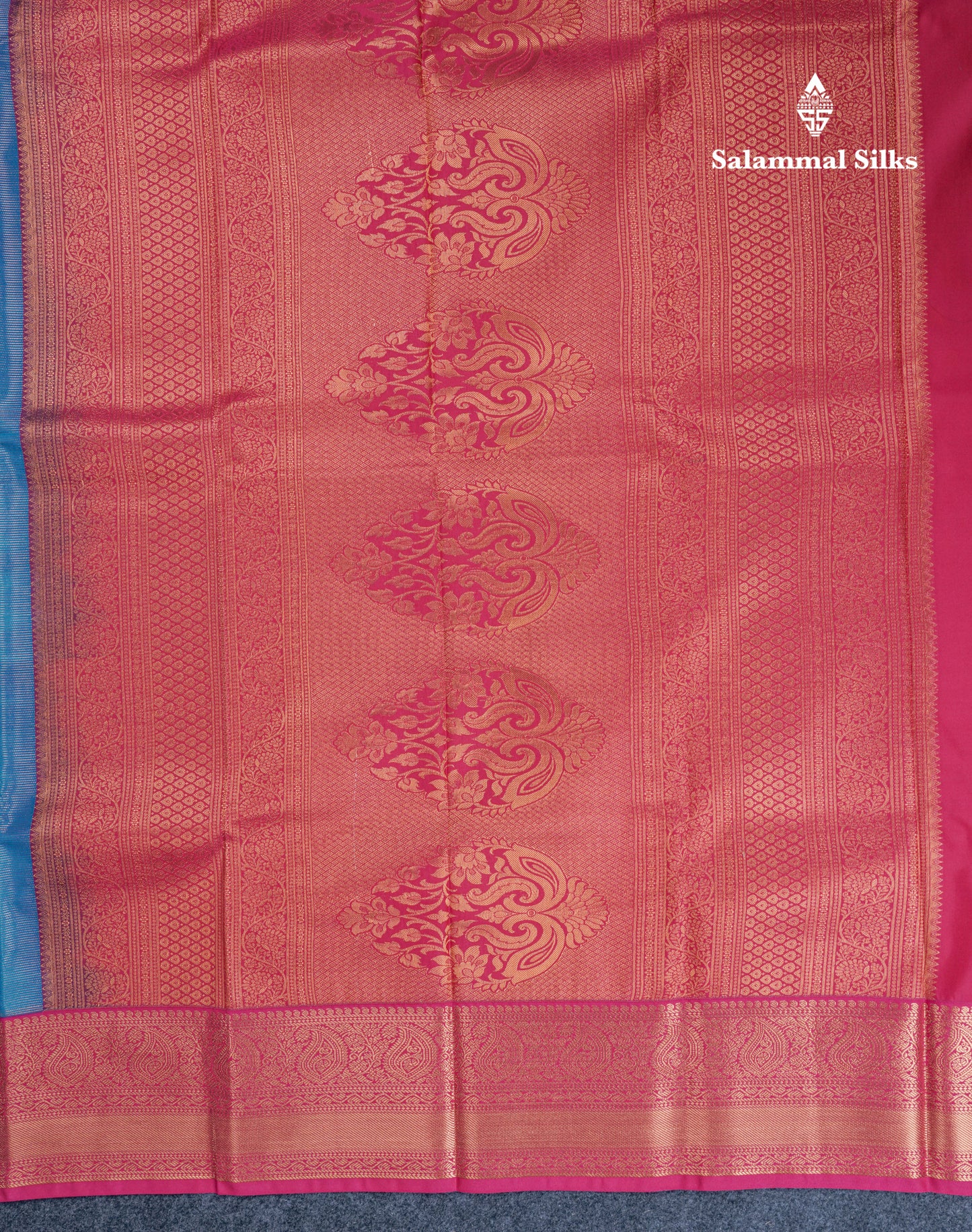 Blue Vairaoosi Lines Semi Silk Saree With Contrast Pink Border