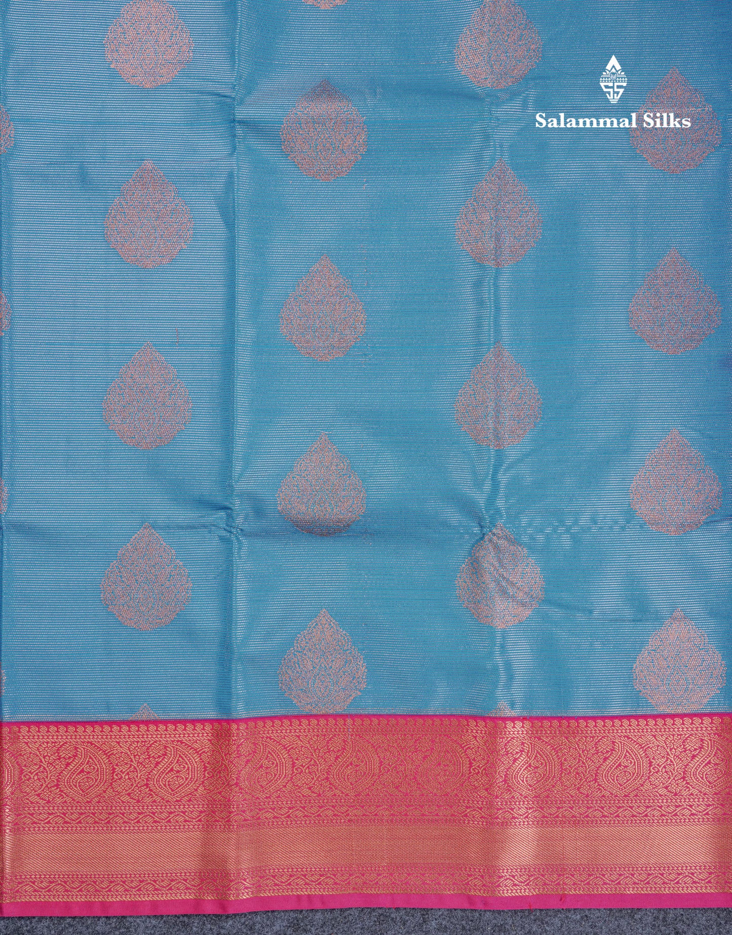 Blue Vairaoosi Lines Semi Silk Saree With Contrast Pink Border