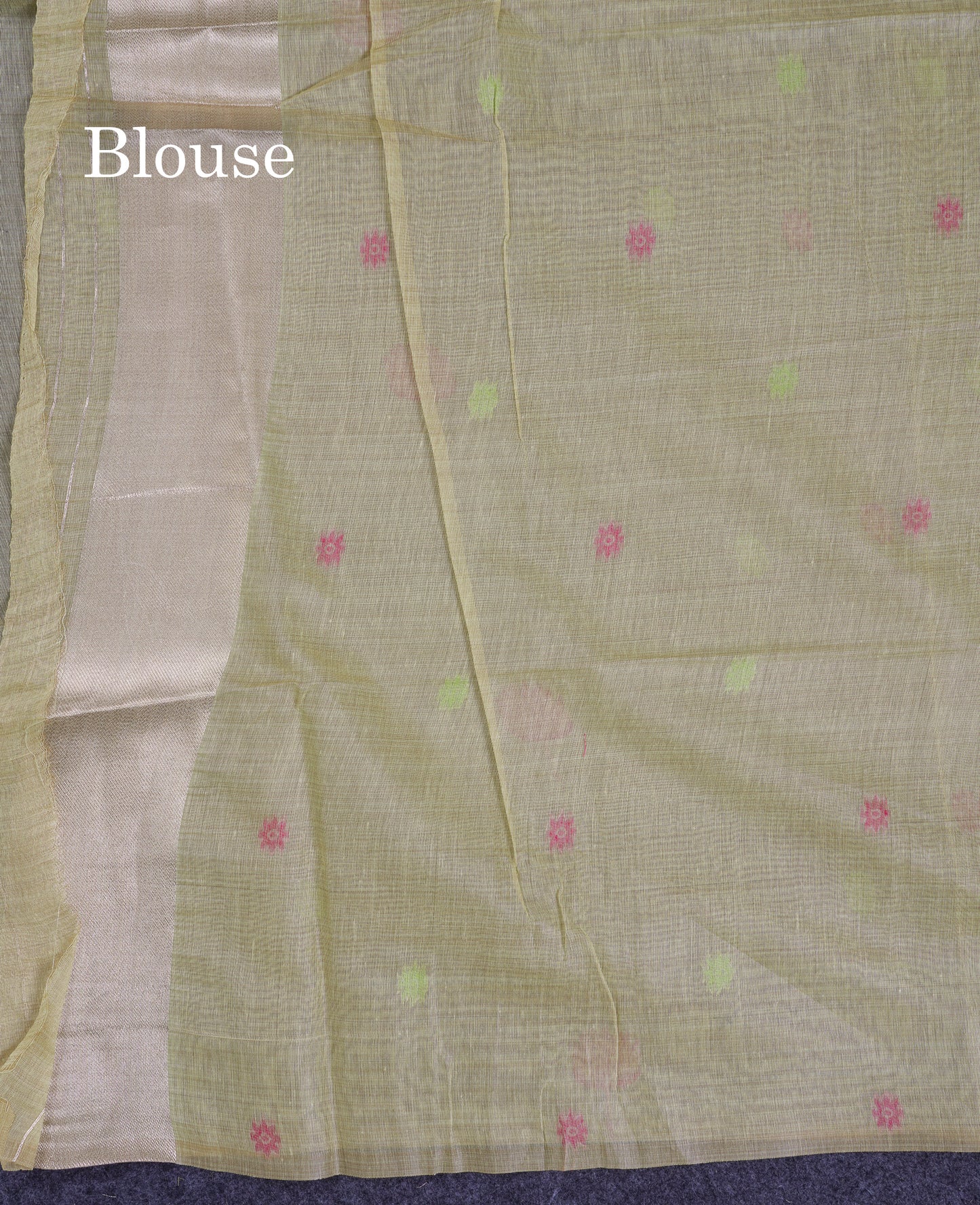 Beautiful Yellow Thread Work Butta Muga Cotton Saree With Blouse