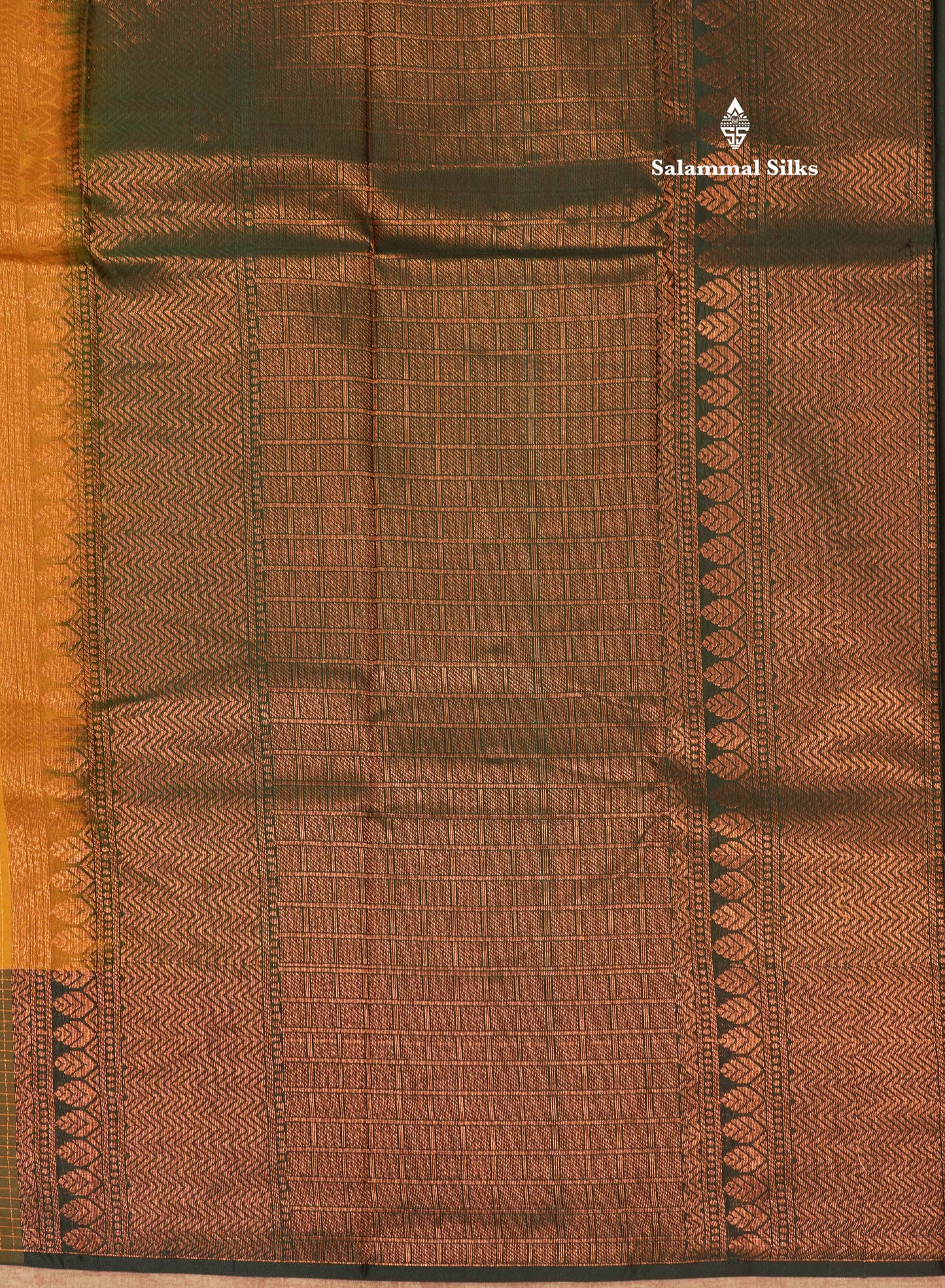 Mango Yellow Colour Semi Silk Saree With Contrast Bottle Green Border