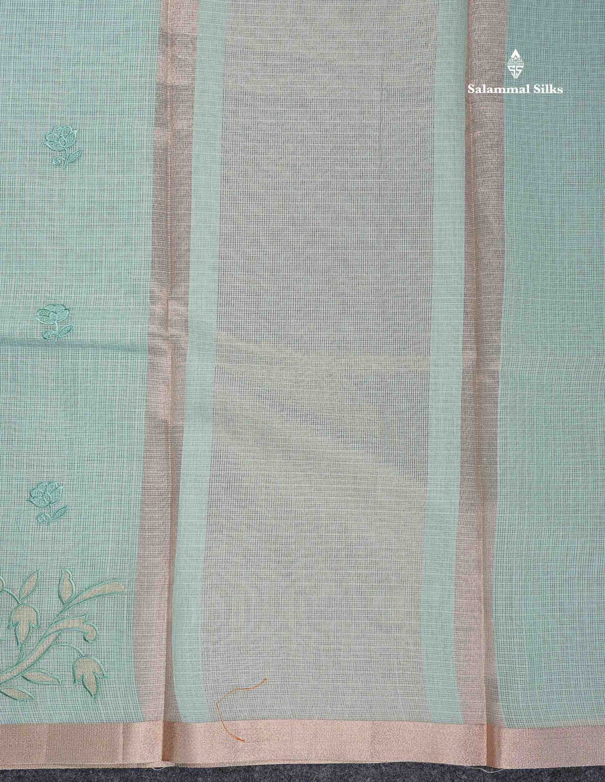Cotton Mix Saree - Light Pink Colour Body Embroidery Design With Small Ribbon Border