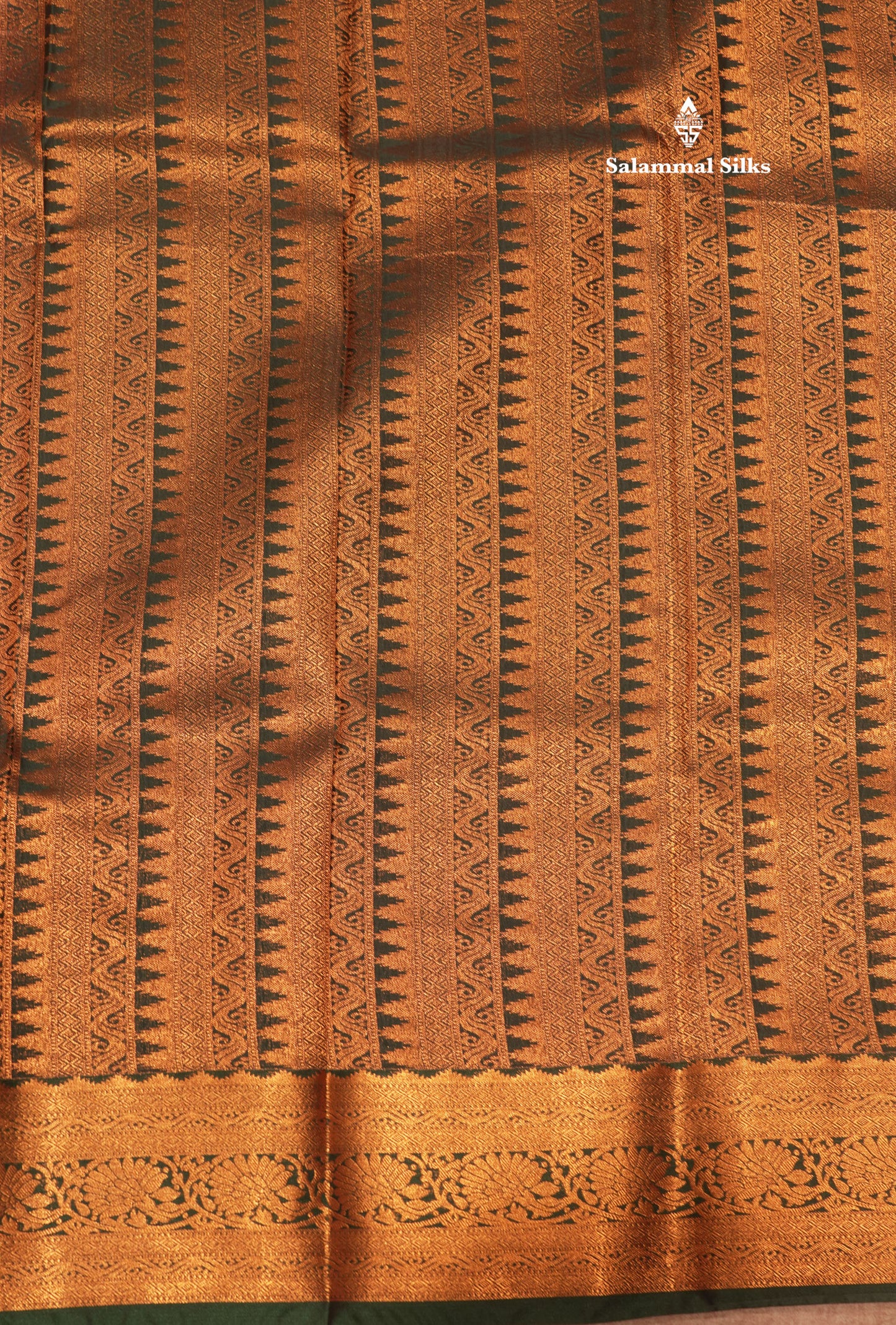 Light Chocolate Colour Semi Silk Saree With Contrast Bottle Green Border