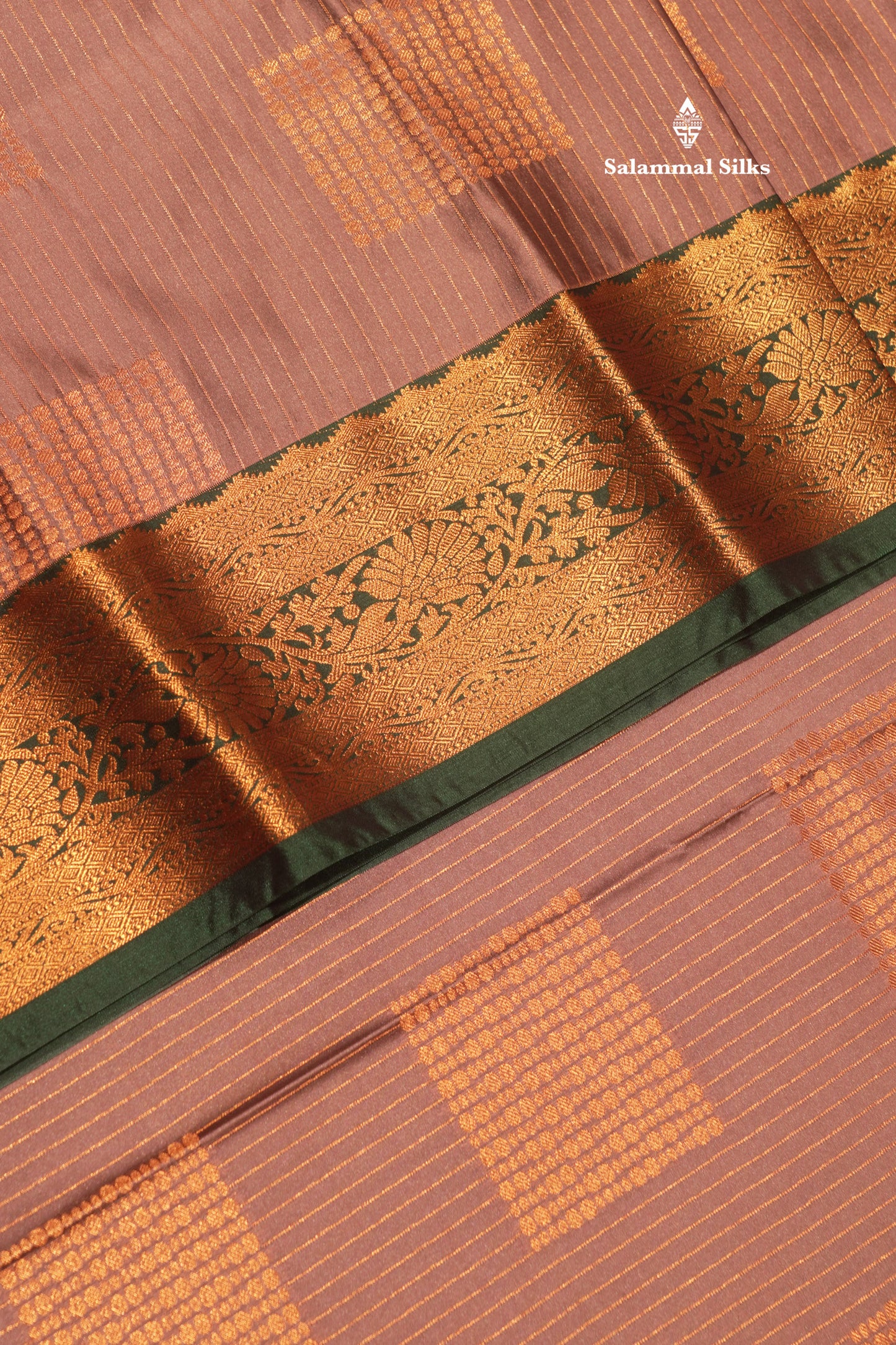 Light Chocolate Colour Semi Silk Saree With Contrast Bottle Green Border