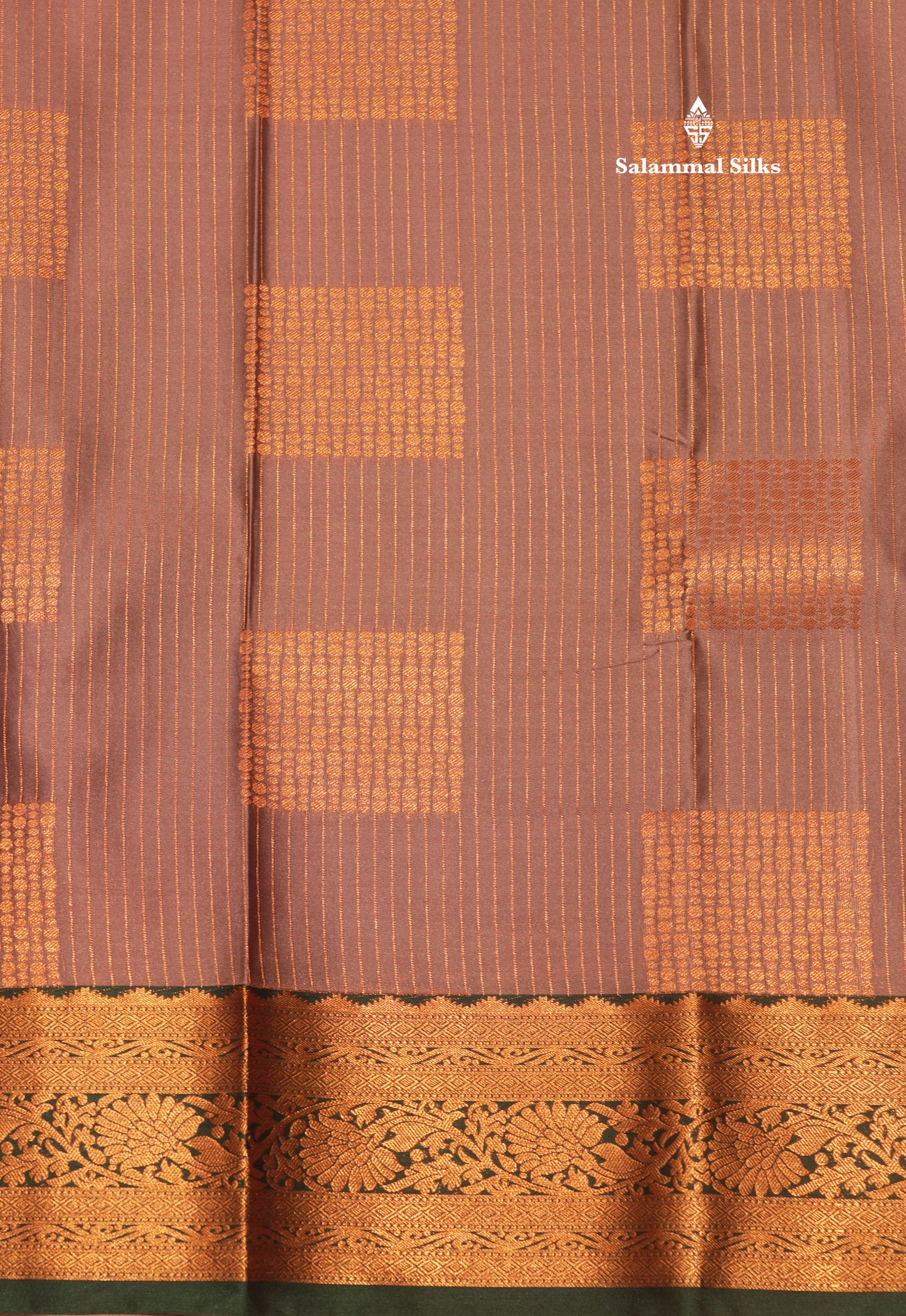 Light Chocolate Colour Semi Silk Saree With Contrast Bottle Green Border