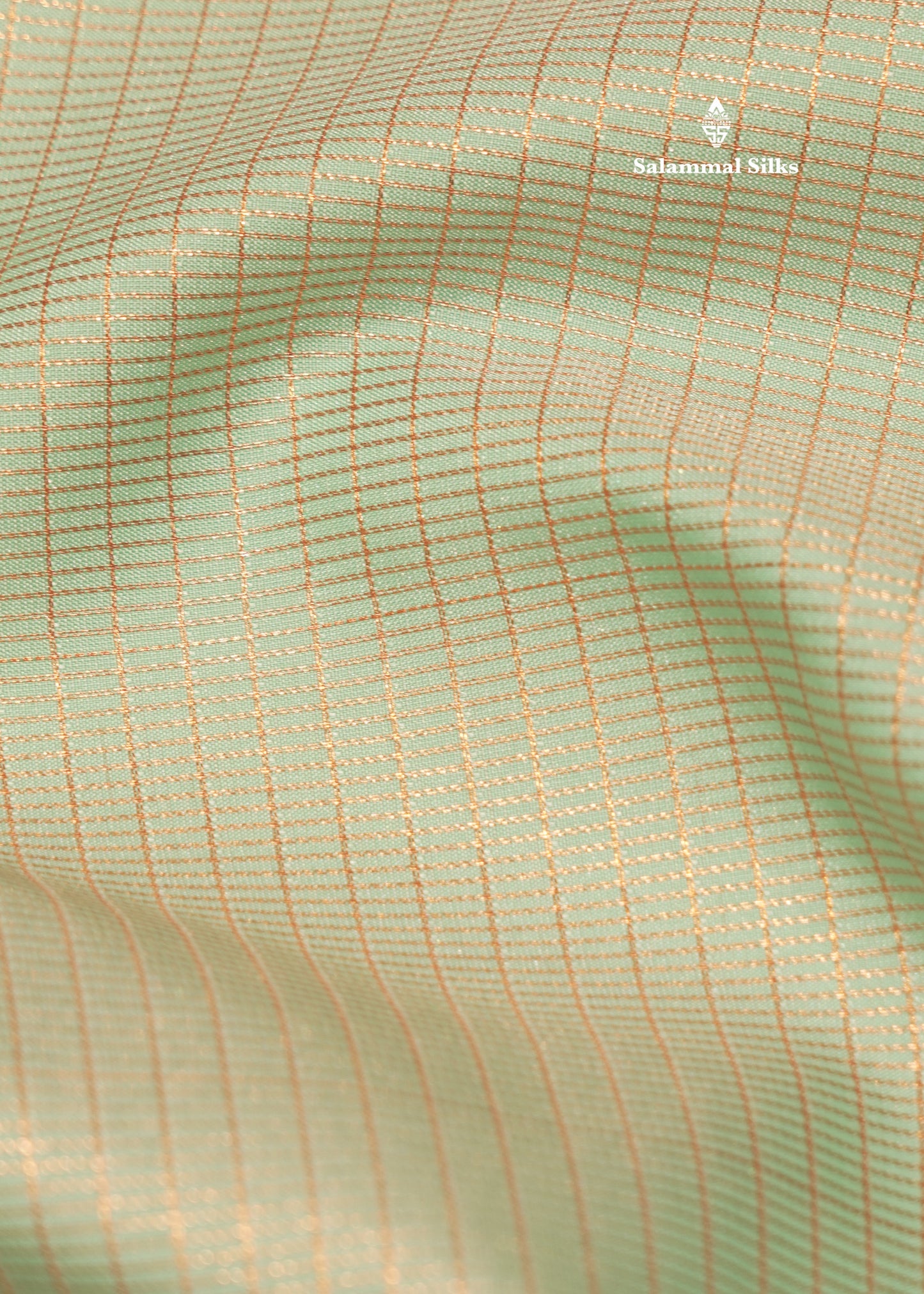 Light Green Colour Vaira Oosi Checks Semi Silk Saree With Contrast Pink Border