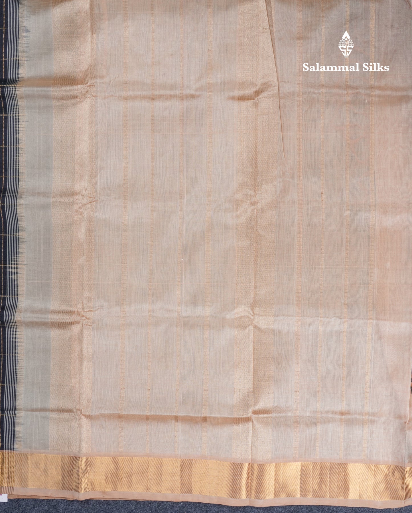 Black Checks Pure Silk Cotton Saree With Contrast Beige Blouse