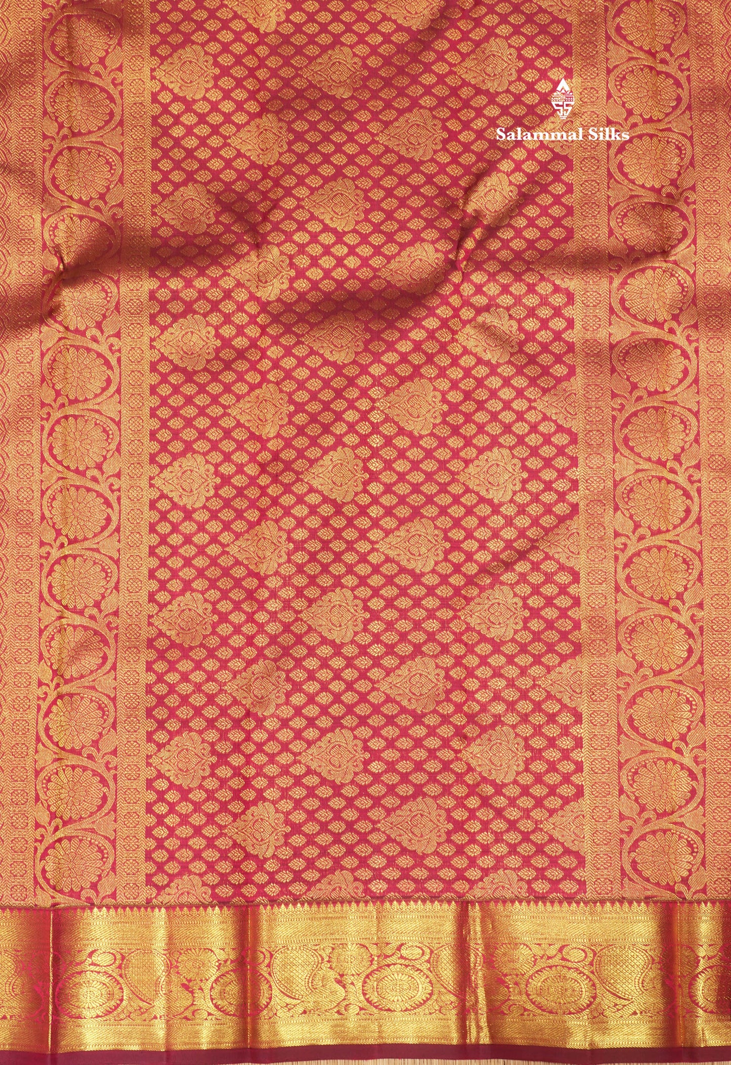 Magenta Colour Pure Kanjivaram Silk Saree With Gold Zari Border