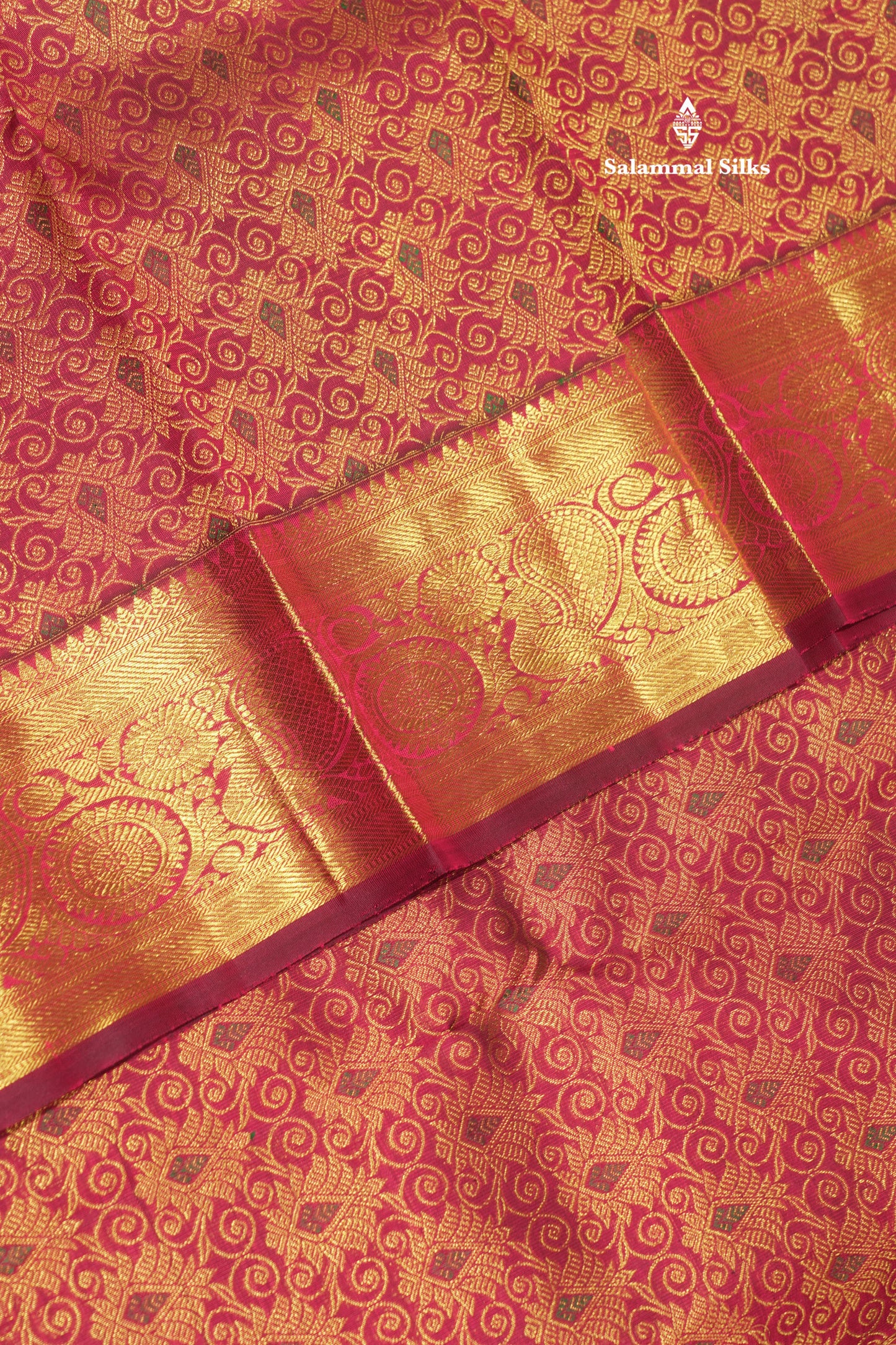 Magenta Colour Pure Kanjivaram Silk Saree With Gold Zari Border