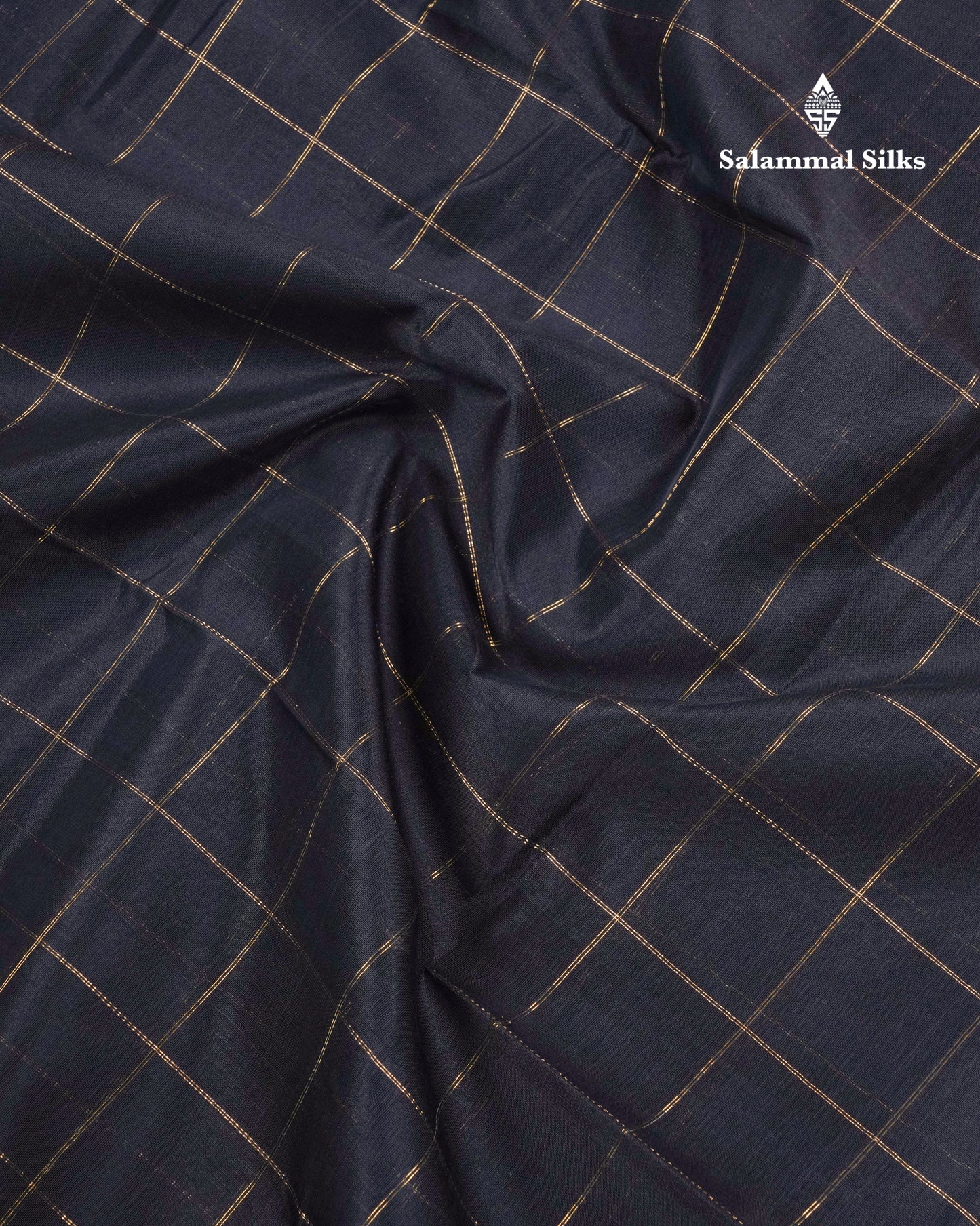 Black Checks Pure Silk Cotton Saree With Contrast Beige Blouse