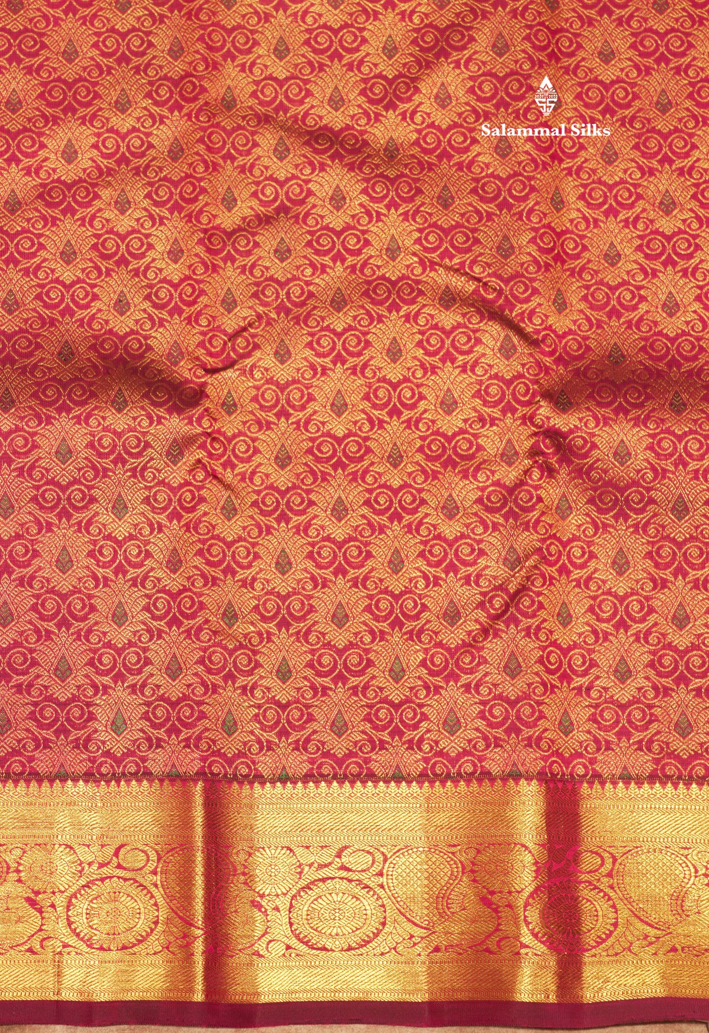 Magenta Colour Pure Kanjivaram Silk Saree With Gold Zari Border