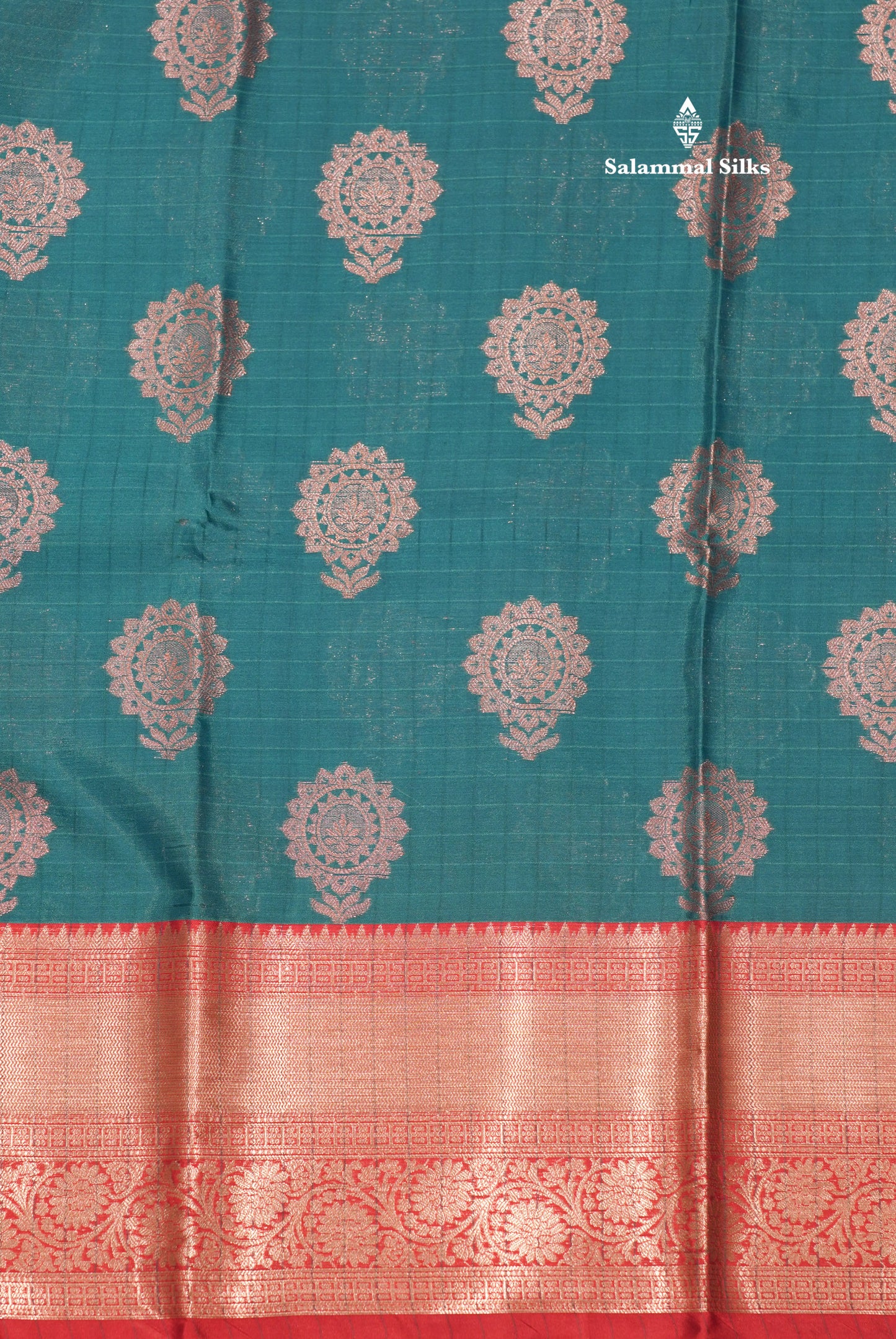 Peacock Green Colour Fancy Saree With Contrast Red Border