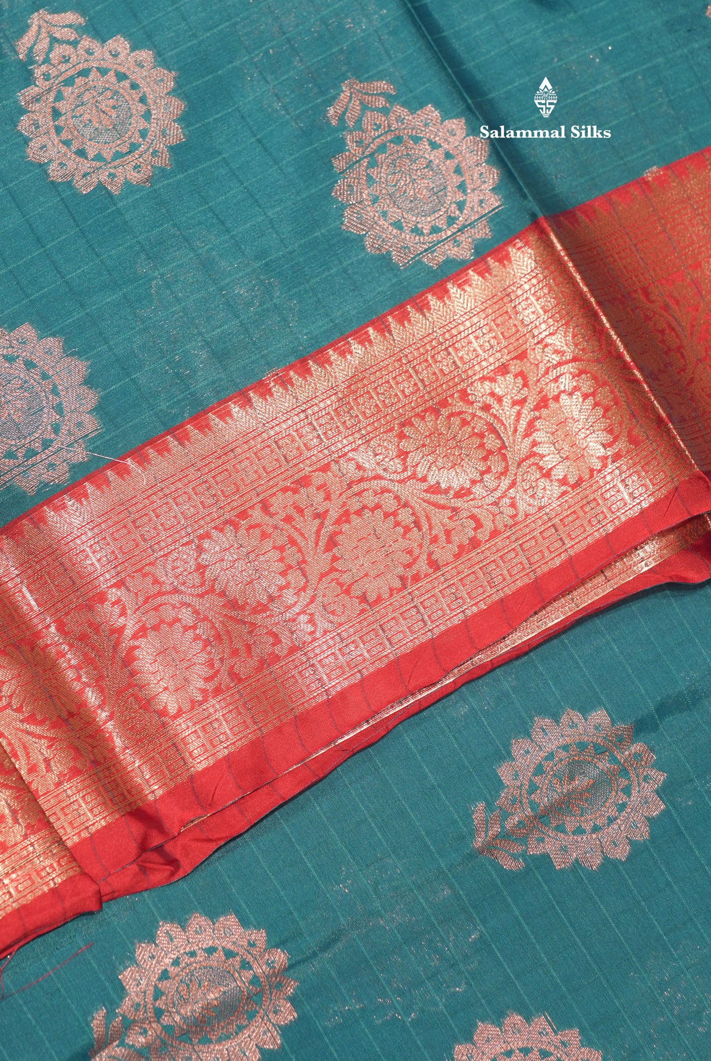 Peacock Green Colour Fancy Saree With Contrast Red Border