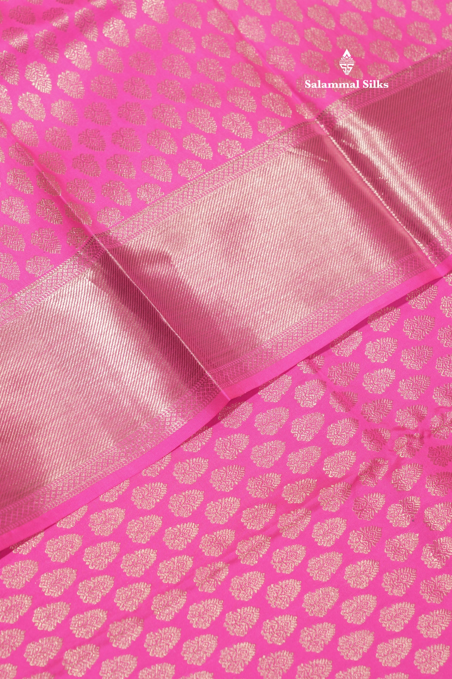 Pink Colour Pure Kanjivaram Silk Saree With Silver Zari Border