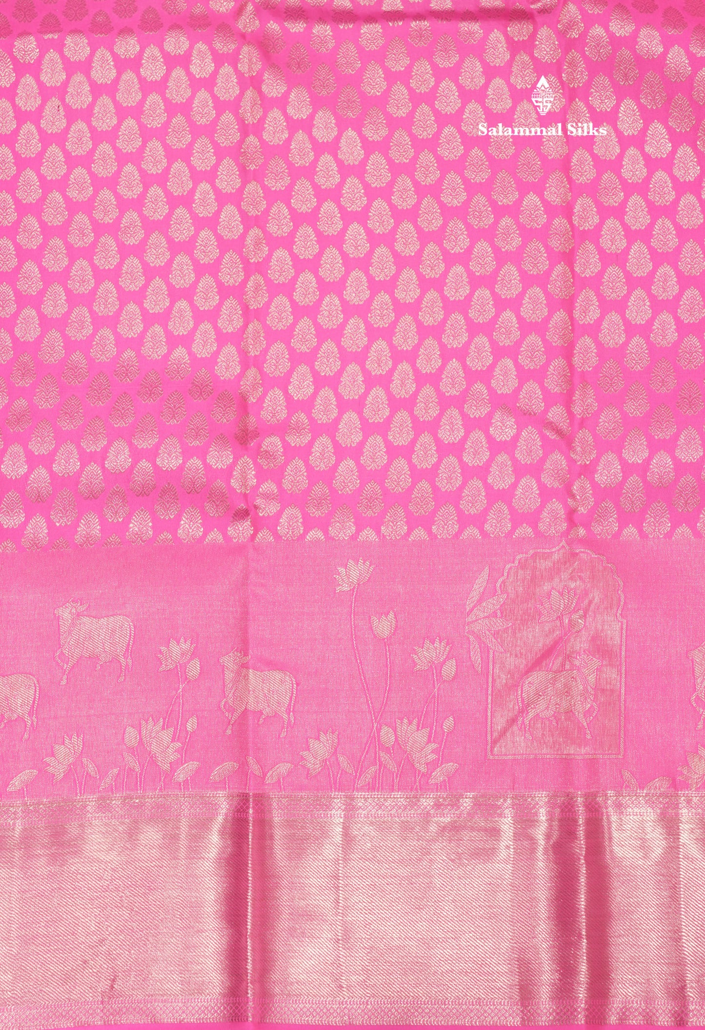 Pink Colour Pure Kanjivaram Silk Saree With Silver Zari Border
