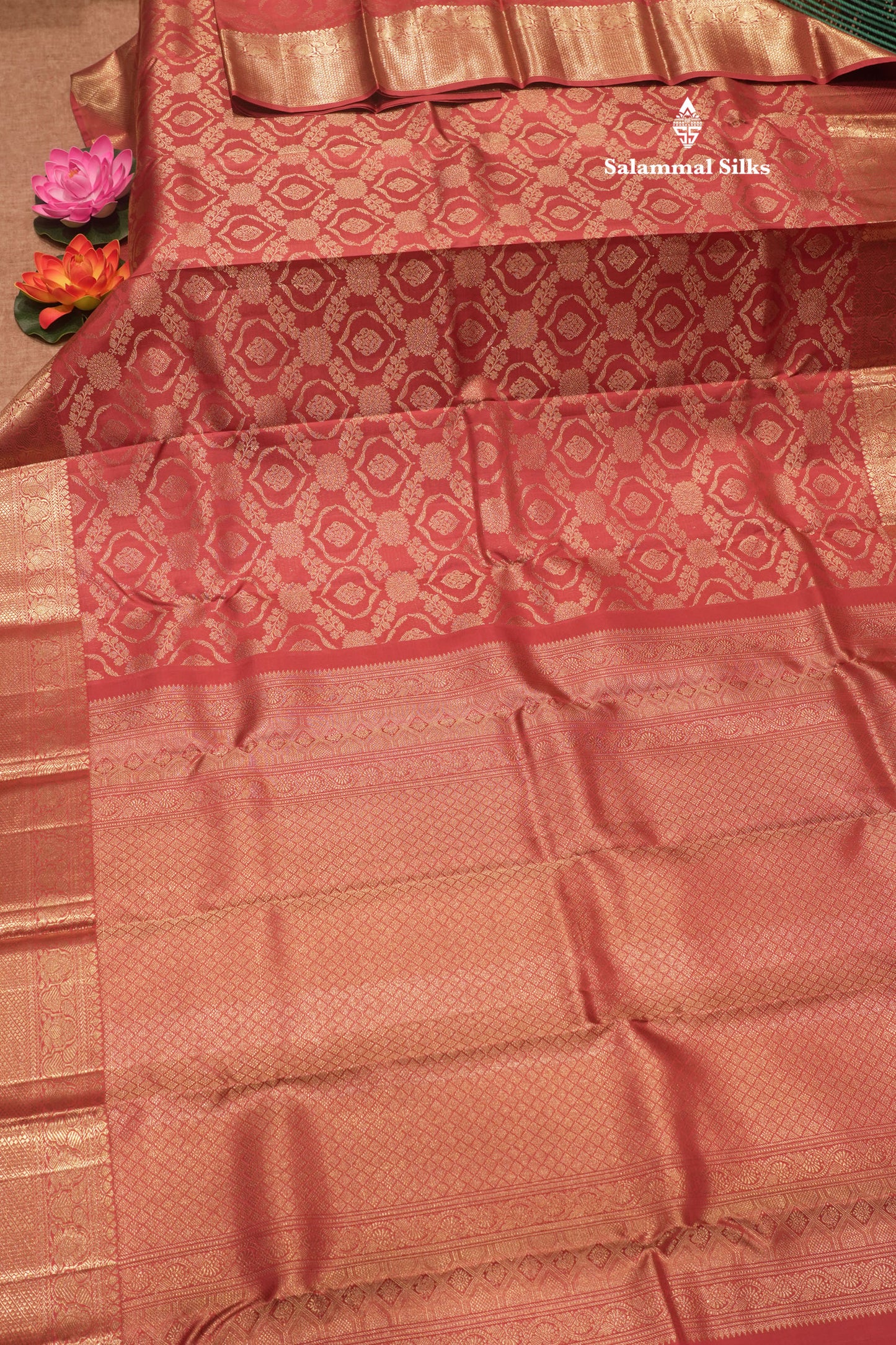 Onion Pink Colour Pure Kanjivaram Silk Saree